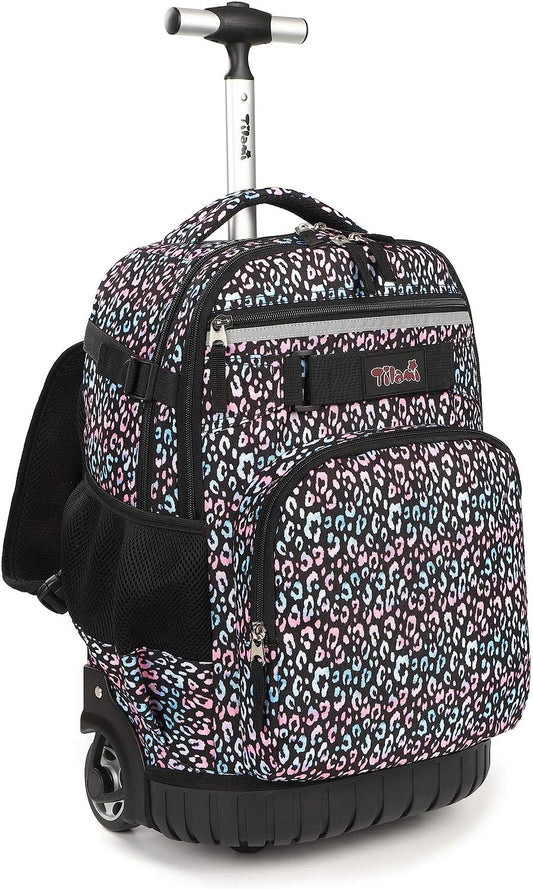 Tilami Rolling Backpack 18 inch Wheeled Backpack School College Student Travel Trip Boys and Girls