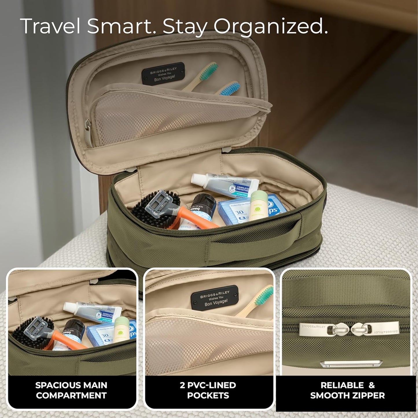 Briggs & Riley Toiletry Kit - Travel Bags for Women & Men, Organizer for Vacation, Dopp Kit for Bathroom Accessories, Makeup, & Skincare