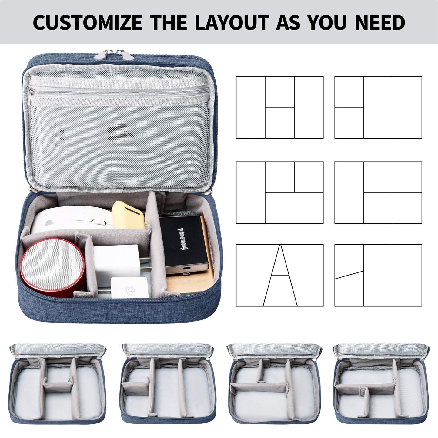 Lanola Travel Cable Organizer Bag, Electronic Accessories Case Portable Double Layer Cable Storage