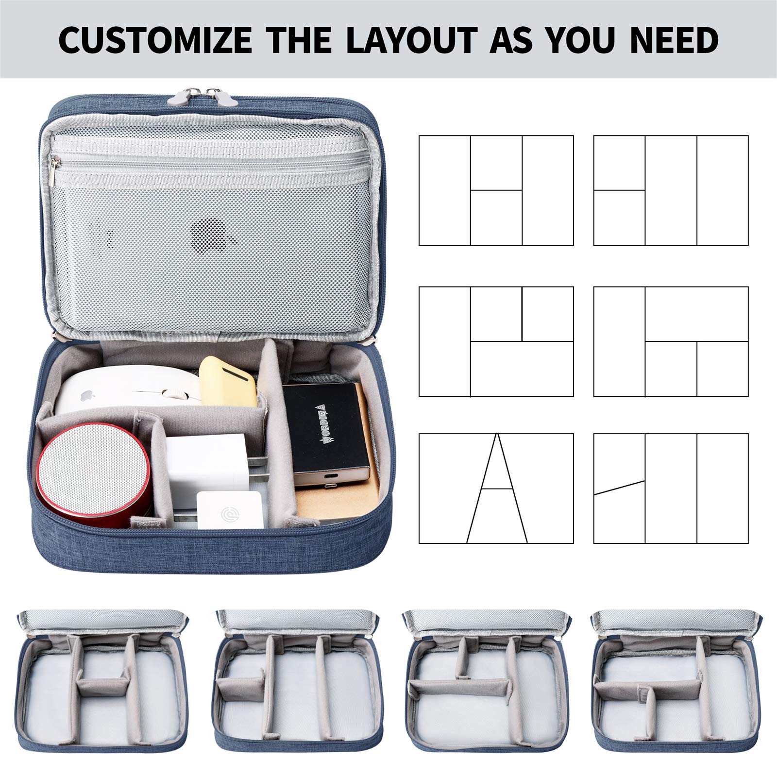 Lanola Travel Cable Organizer Bag, Electronic Accessories Case Portable Double Layer Cable Storage