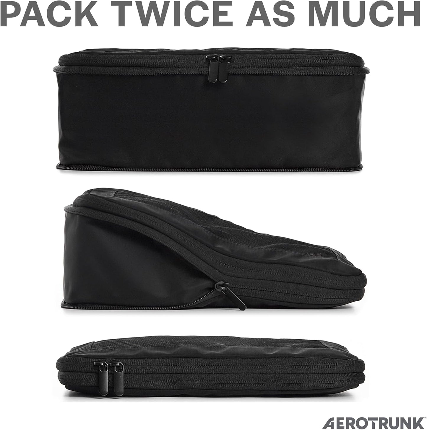 Aerotrunk Compression Packing Cubes for Travel - Luggage Organizer Bags - Double Zipper Packing