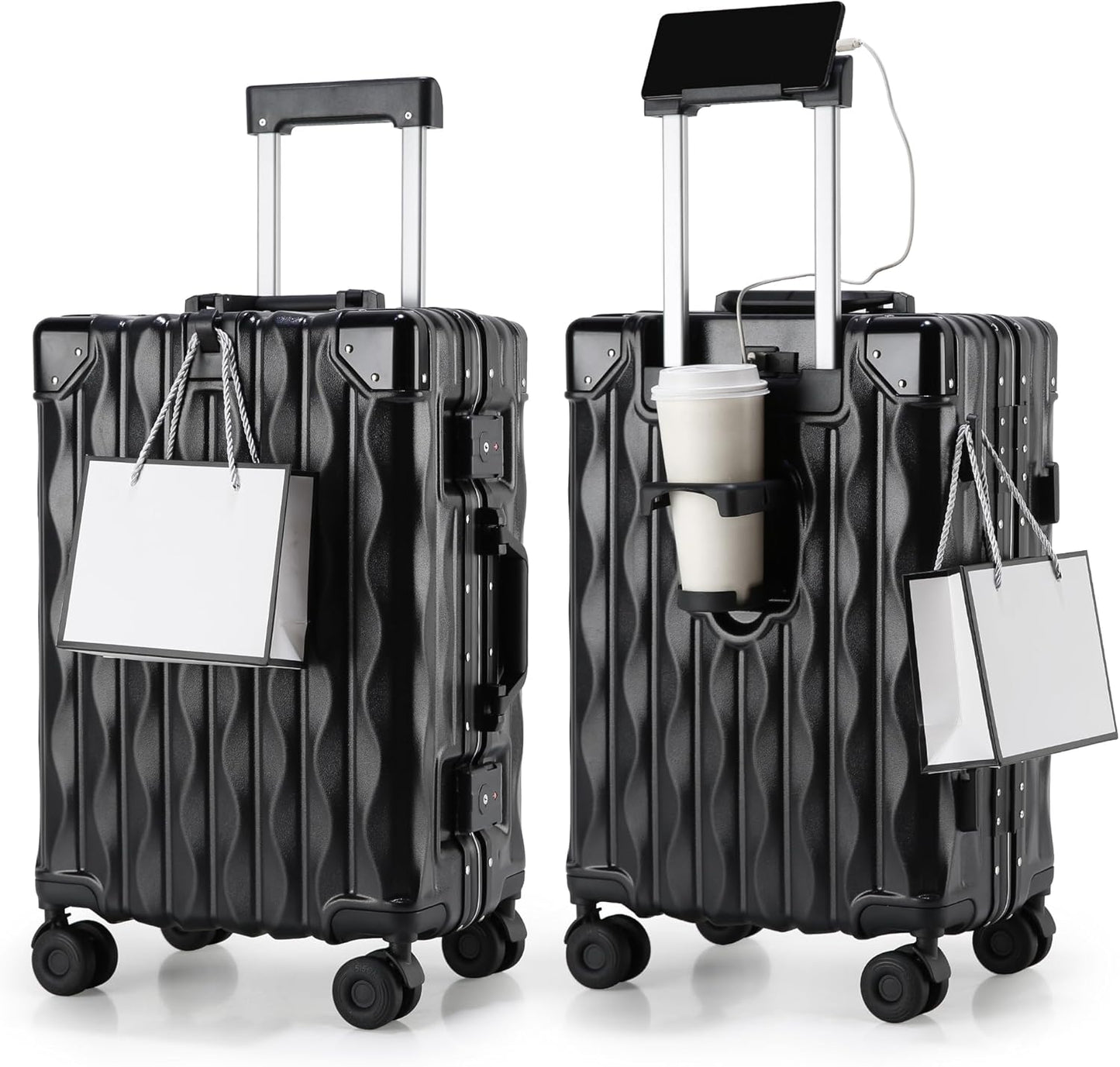 20 Inch Carry On Luggage with Spinner Wheels,Lightweight Travel Luggage Airline Approved for Men Women, Black