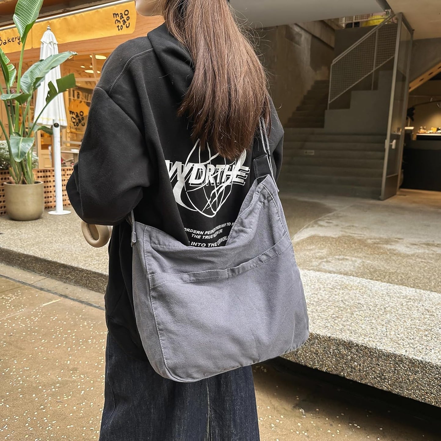 Canvas Messenger Bags for Women Crossbody Bag for School Hobo Men Cute Large Shoulder Lightweight