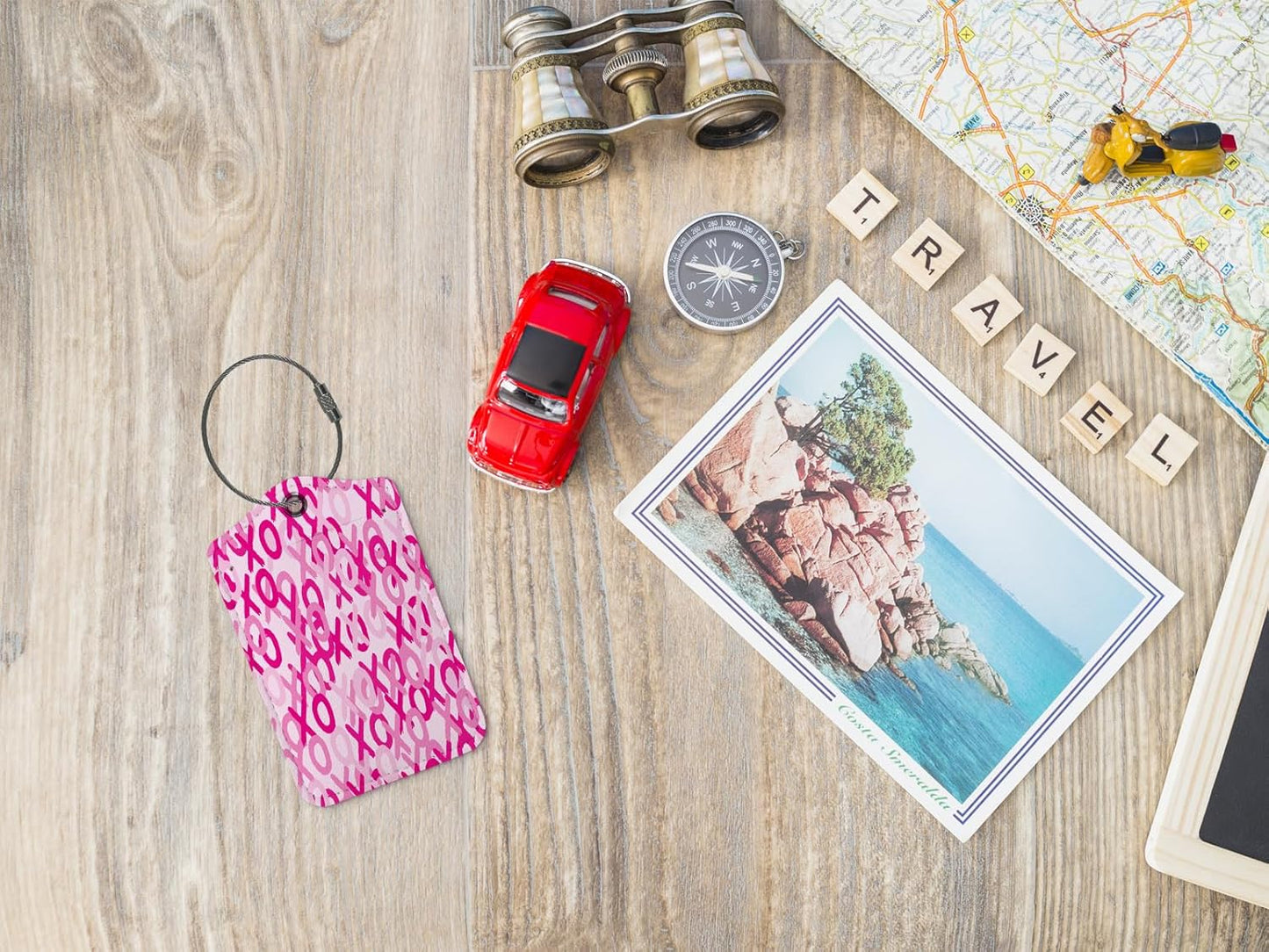 Pink Luggage Tags for Suitcases,Preppy 2 Pack Travel Suitcase Tags,Trendy XOXO Traveling Accessories,Baggage Tag Label with Steel Loop,Boyfriend Girlfriend Gifts,Couple Gifts