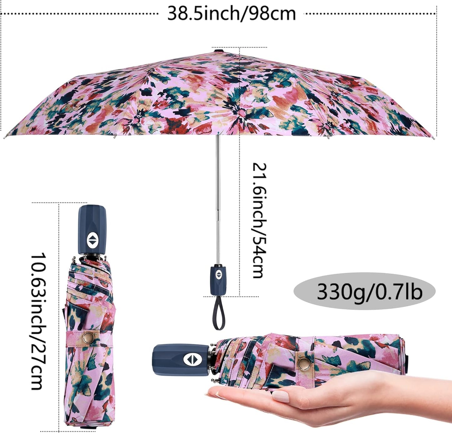 FDJASGY UV Sun Umbrella Compact Folding Travel Umbrella Auto Open Close Compact Folding Rain