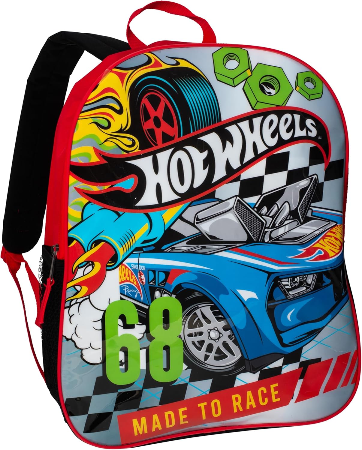 AI ACCESSORY INNOVATIONS HotWheels Backpack for Boys, 16" Race Car School Bag, Red