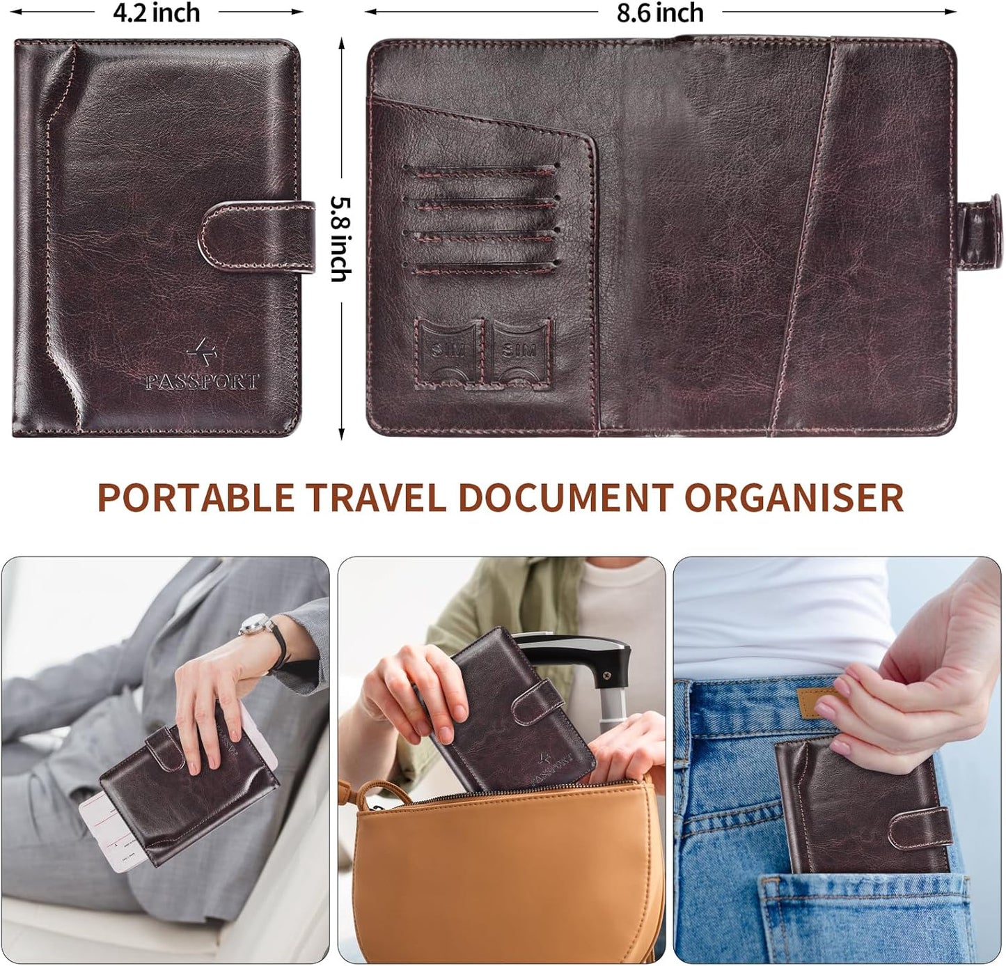 Herain Passport Holder for Travel Cruise Essentials, Passport Cover Wallet Case Women Men, RFID Passports Book Holders Travels Gifts Must Haves Accessories