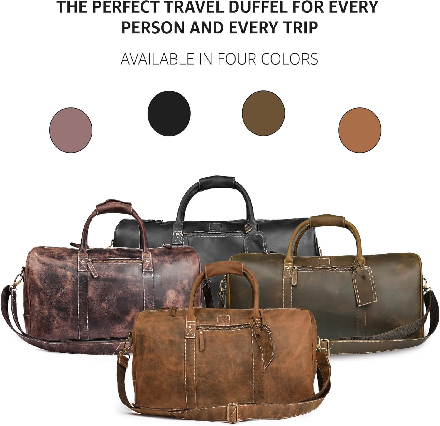 Leather Village Leather Duffel Bags for Men & Women-Stylish Travel Weekender Carry-On Sports Gym