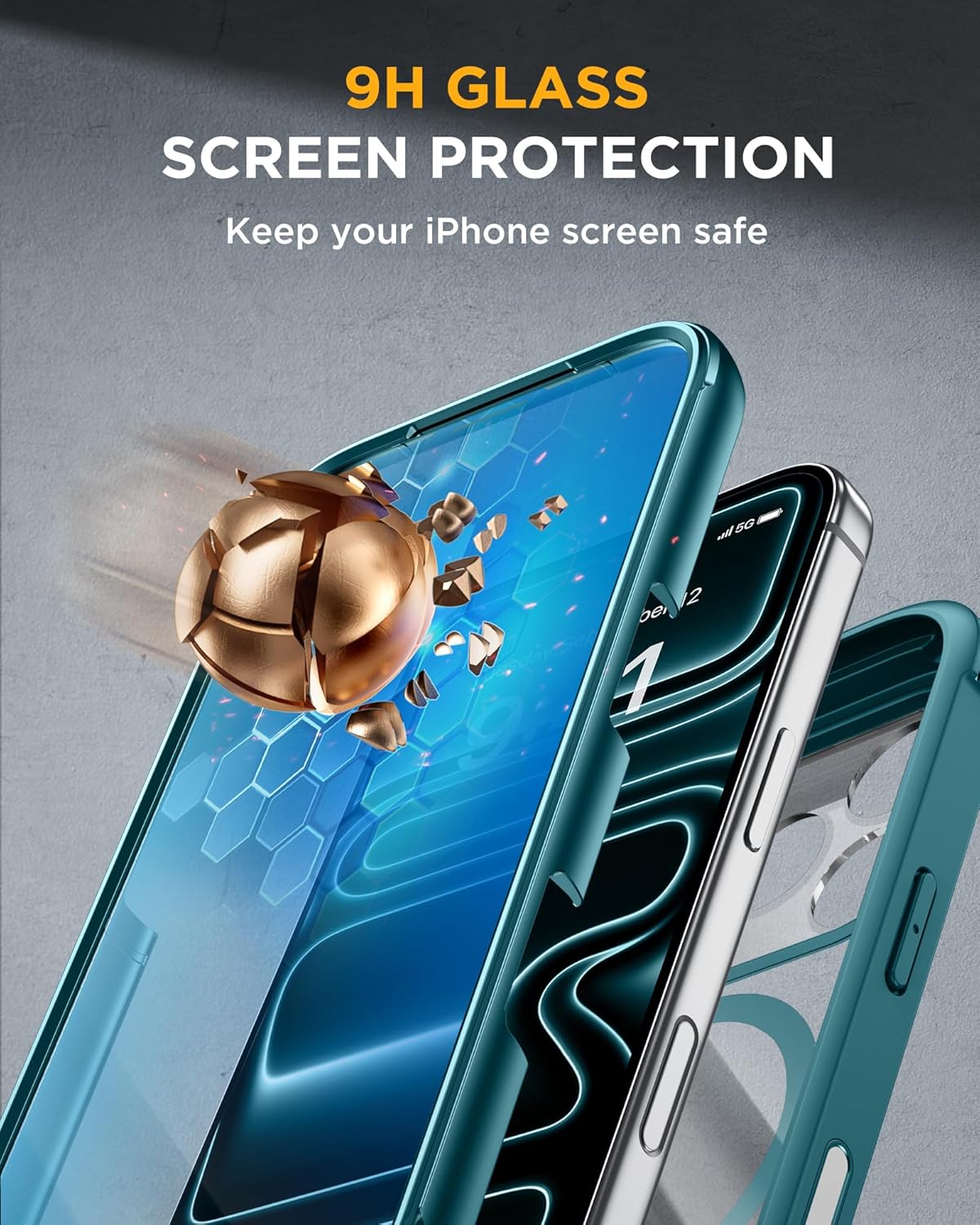 Miracase Magnetic for iPhone 17 Pro Case 6.3" [Compatible with MagSafe] Full-Body Phone Case with Built-in Glass Screen Protector & Camera Control,Drop Proof iPhone 17 Pro Cover, Green