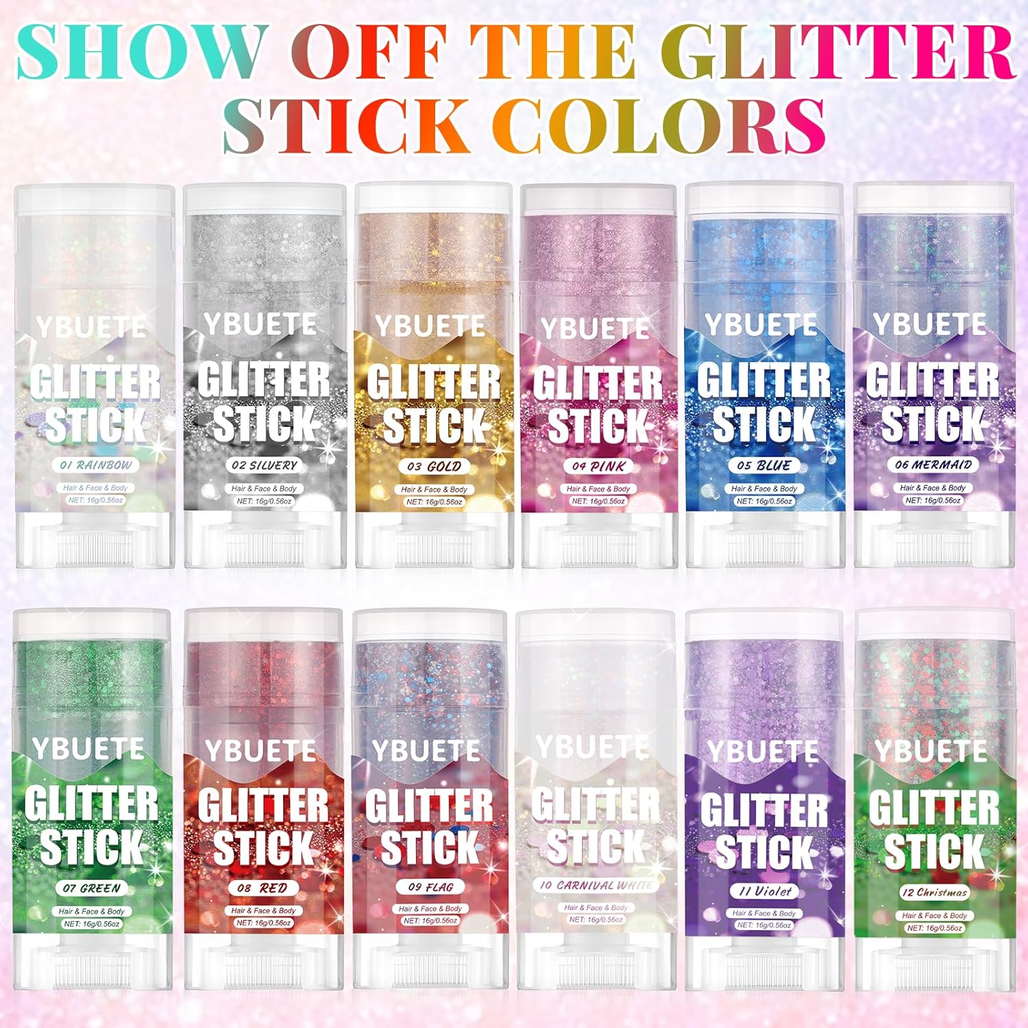 Mermaid Face and Body Glitter Stick for Sparkling Makeup, Hair Glitter Accessories for Women
