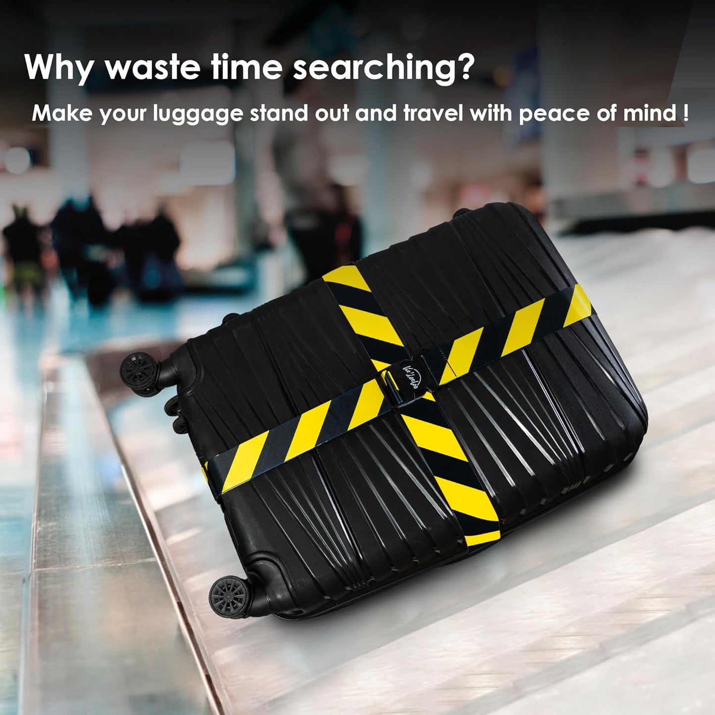 Adjustable Luggage Straps for Secure Travel,TSA Approved Heavy Duty Suitcase Belts with Quick-Release Buckle,Durable Travel Straps for Luggage Protection and Easy Identification 3 Pack (Black Yellow)