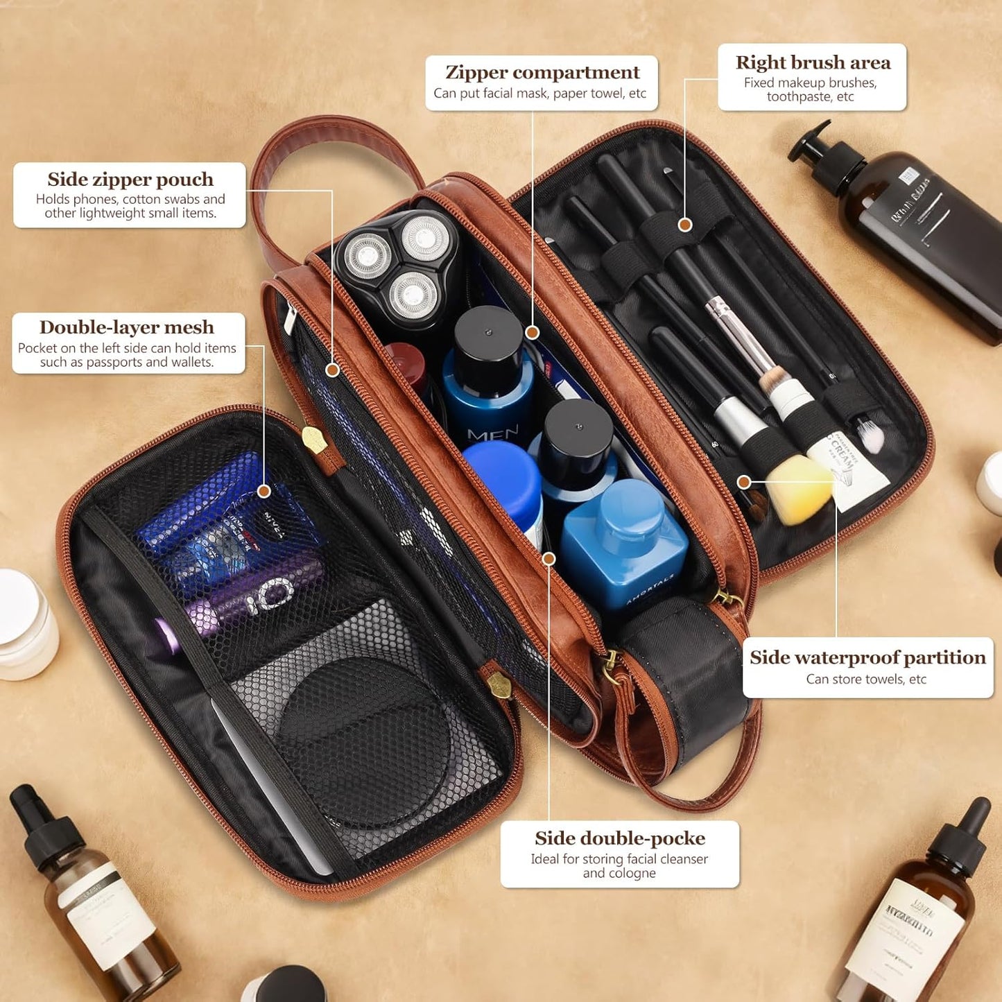 Travel Toiletry Bag for Men,Mens Shaving Bags for Toiletries,Men's Toiletry Travel Bag