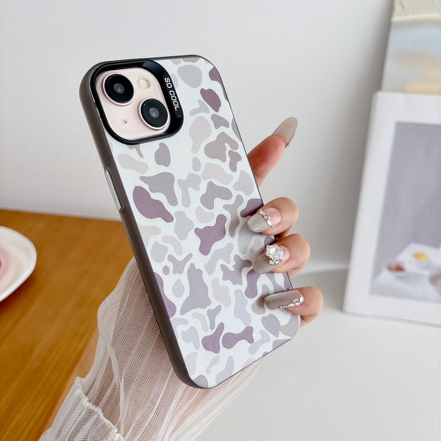 for iPhone 15 Case, Vintage Camo Pattern Design for Men Boys Teens, Cool Camouflage Shockproof Protective Cover for Girls Women - Black