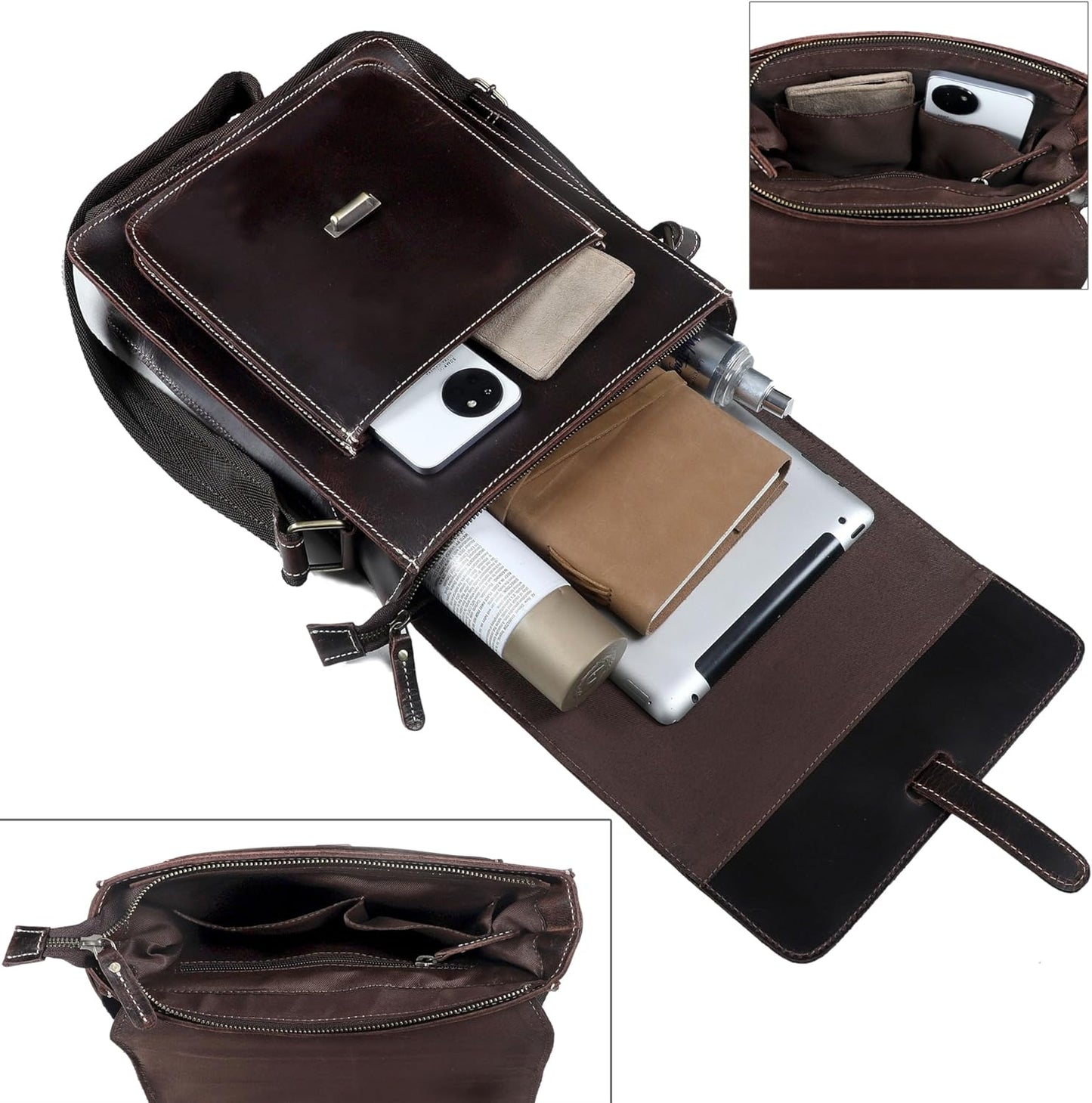 Handmade Leather Crossbody Bag – Vintage Messenger Satchel for Men & Women, Shoulder Sling Office Bag