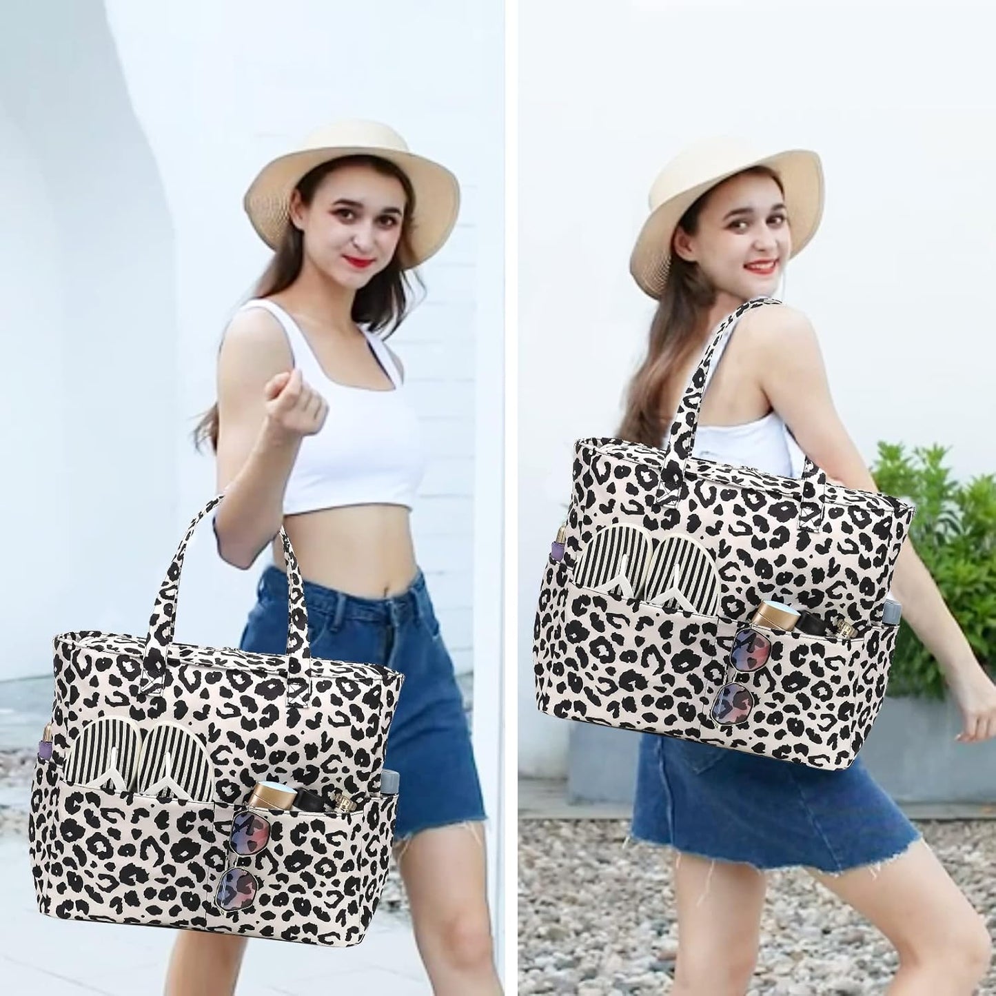 Bluboon Waterproof Beach Tote Pool Bags for Women Ladies Extra Large Carry On Bag With Wet Compartment for Weekender Travel