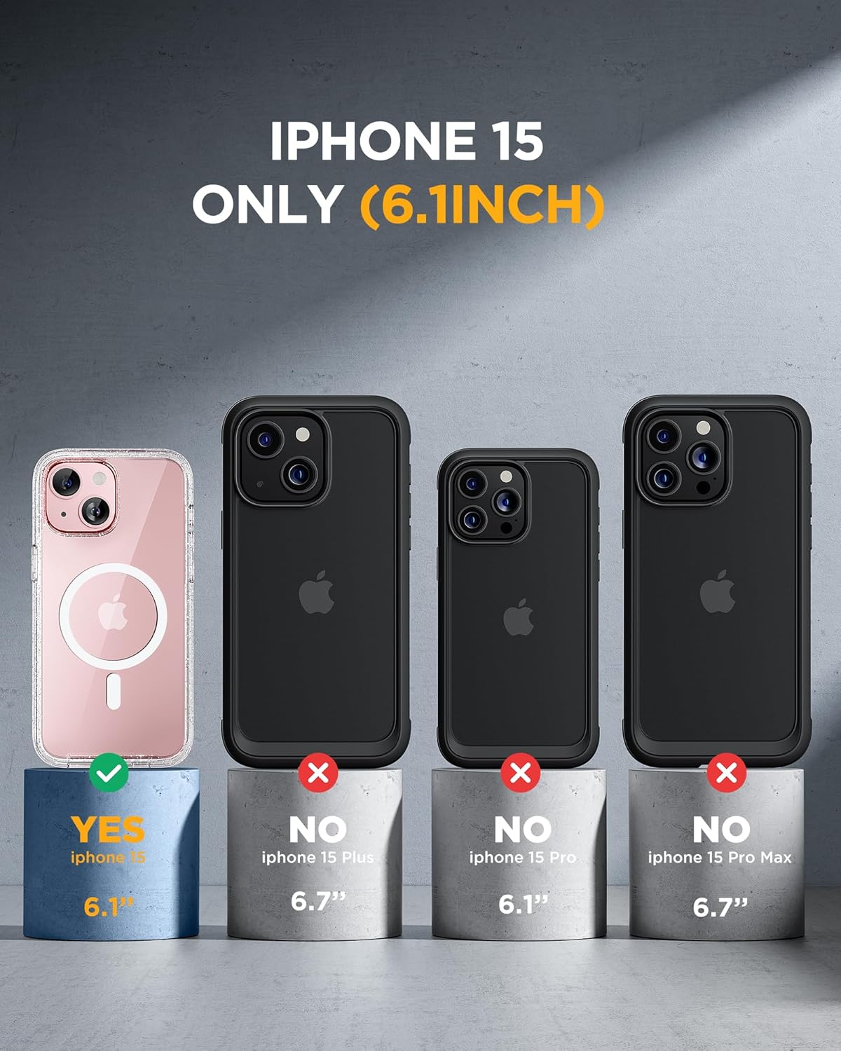Miracase Glass Series Case for iPhone 15 [Compatible with MagSafe] Full Body Magnetic Case with Built-in 9H Tempered Glass Anti-Fingerprint Screen Protector + Camera Lens Protector, Clear Glitter