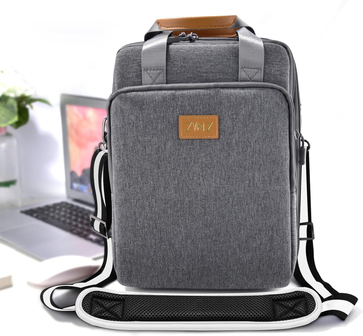 ZINZ 79 inch Shoulder Strap, Extra-thick Fixed Cushion Pad and Dual Clasps Universal Replacement Strap with Metal Swivel Hooks for Laptop Bags, Luggage Bags, Camera, Crossbody(Stripes-BkWBk)