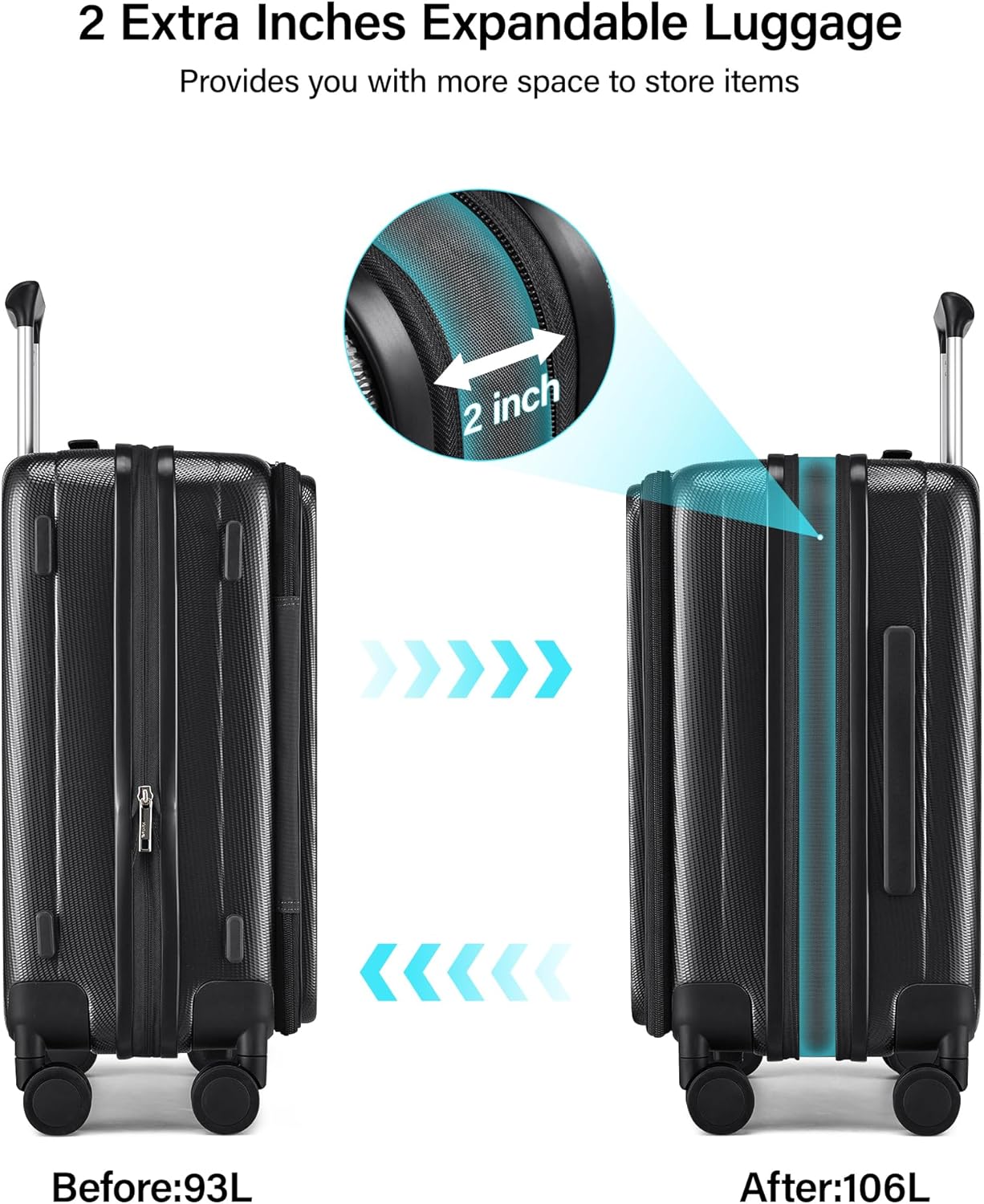 Hanke 26 Inch Expandable Luggage Top Opening Checked Bag Luggage Hard Shell Suitcases with Wheels