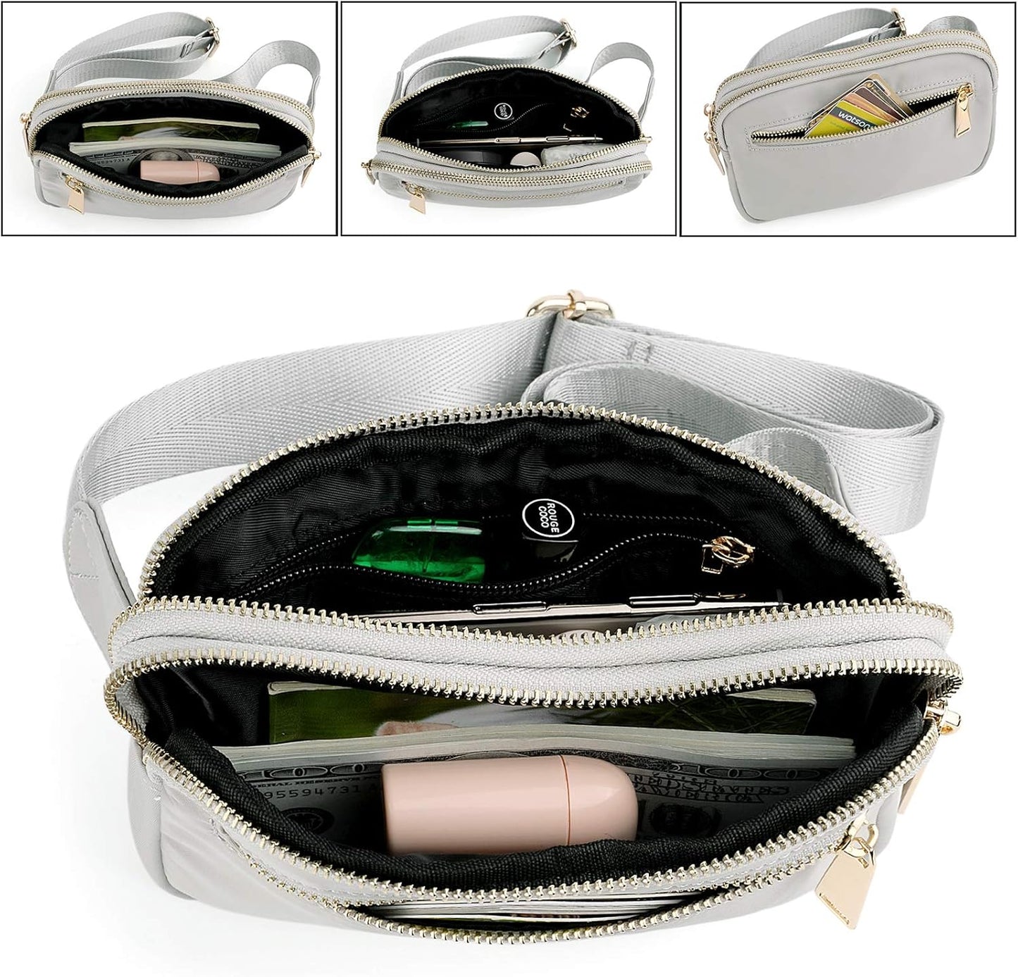 UTO Fanny Pack for Women Crossbody Trendy Fashion Belt Purse Chest Waist Hip Bumbag for Outdoor Shopping Travel Hiking