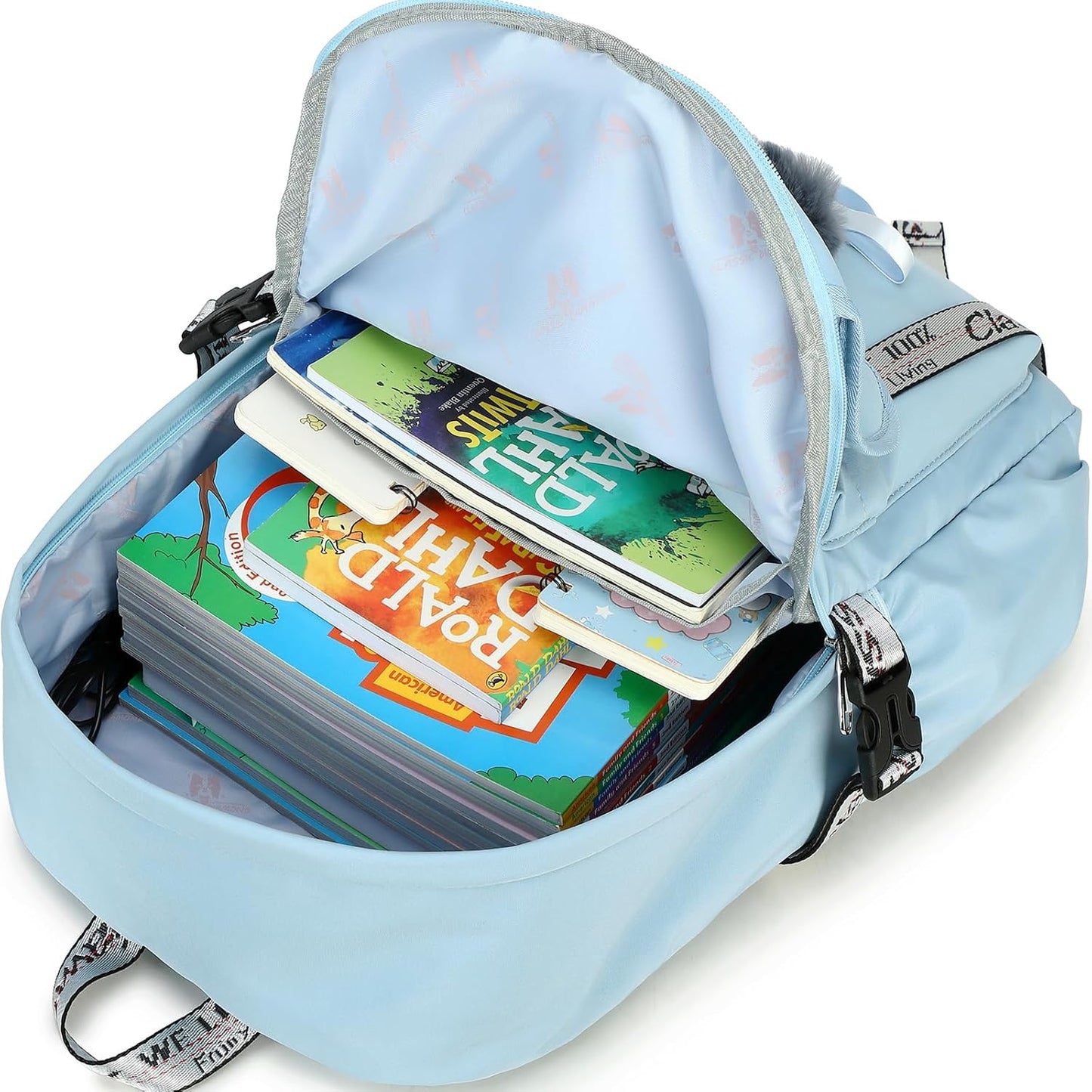 School Backpacks for Girls Backpack with Lunch Box Cute Kids Backpack for School Girls Teens Bookbag Set (Blue)