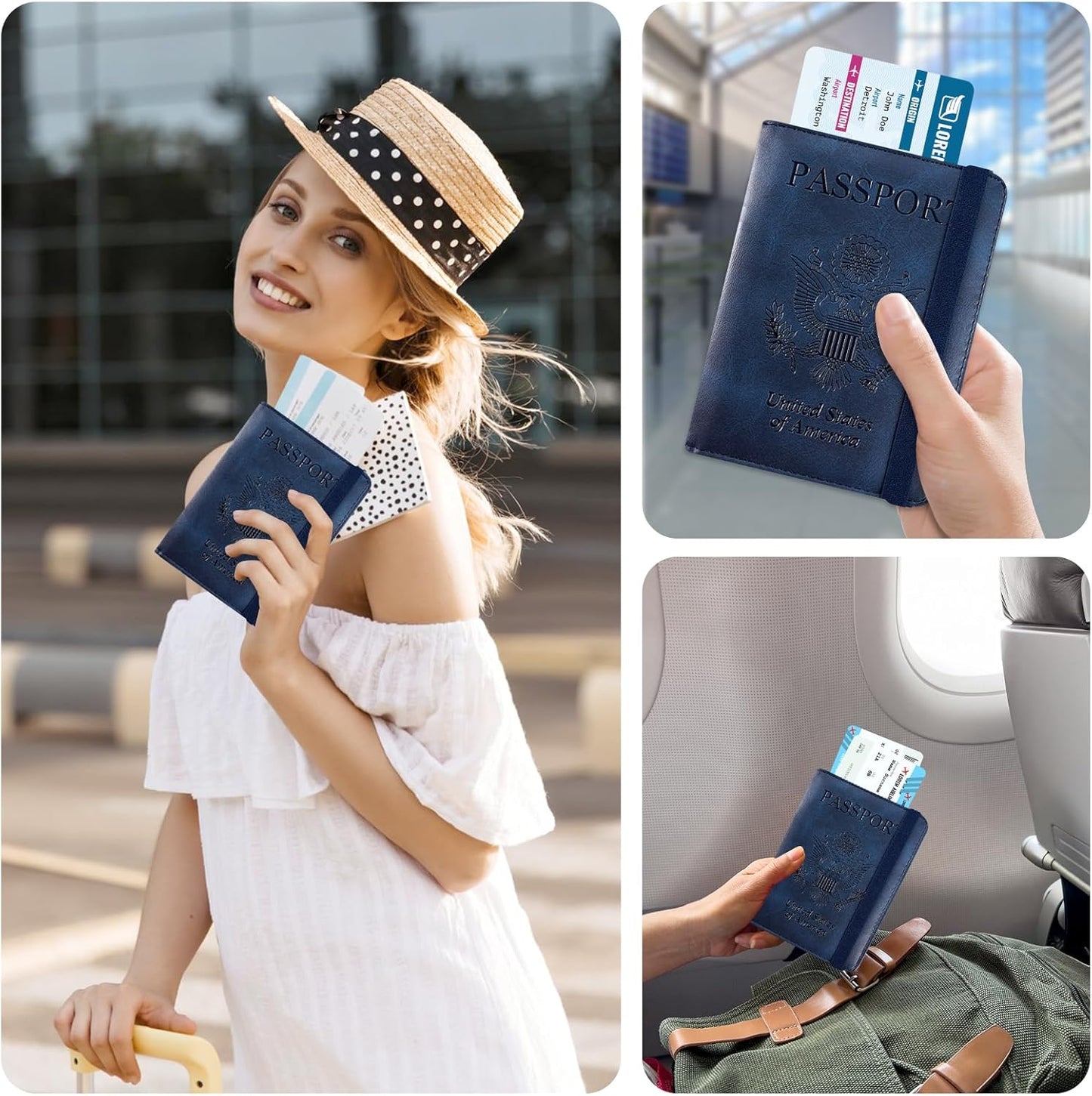 ACdream RFID BLOCKING Passport Holder Travel Wallet, Premium PU Leather Cover Passport Book with Card Holder, Pen Holder, Keep Organization, and Travel Essentials for Women and Men, Blue