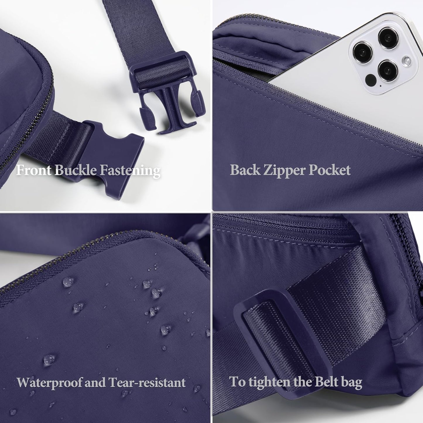 ODODOS Unisex Mini Belt Bag with Adjustable Strap Small Fanny Pack for Workout Running Traveling Hiking, Purple Reign
