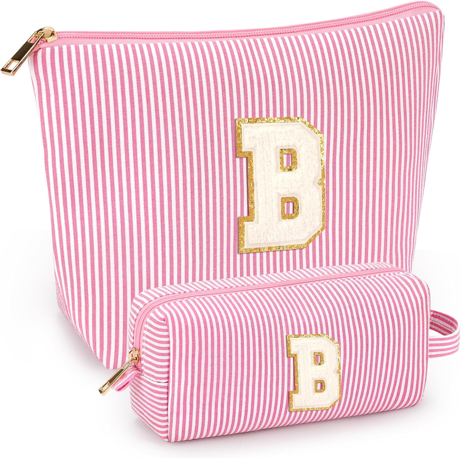 2 PCS Initial Makeup Bags for Women: Cosmetic Bag for Travel Toiletry - Birthday Gifts for 11 12 13