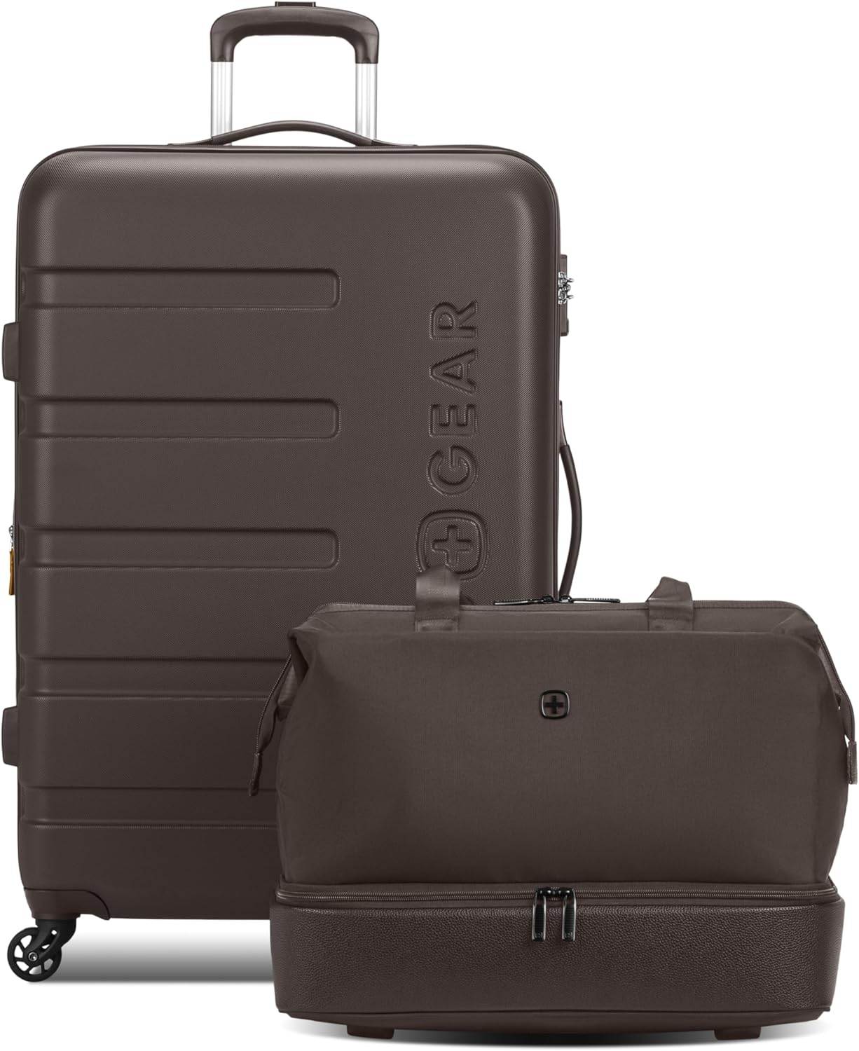 SwissGear 7366 Hardside Expandable Luggage with Spinner Wheels, Chocolate, 2-Piece Set (Weekender/27)