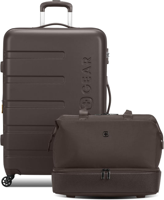 SwissGear 7366 Hardside Expandable Luggage with Spinner Wheels, Chocolate, 2-Piece Set (Weekender/27)