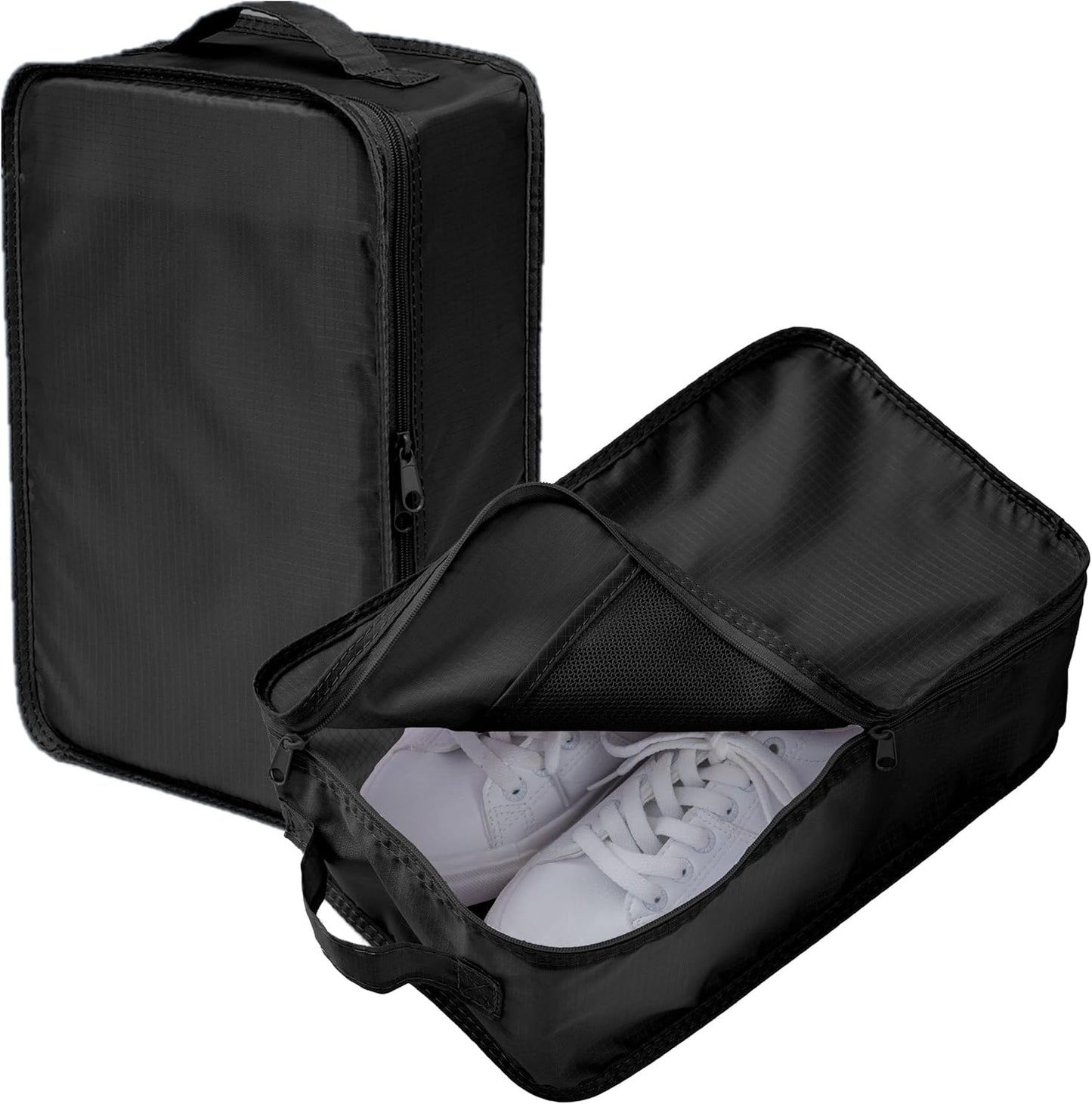 tianzong Travel Shoe Bag with Handle Holds 2 Pairs of Shoes, Shoe Packing Cubes for Travel (Black, 2 Pack)