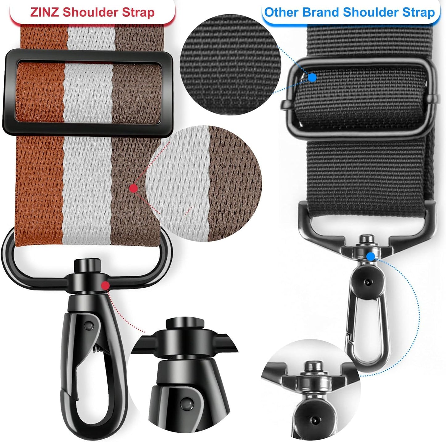 ZINZ Shoulder Strap - 59 Inch Universal Heavy-duty Adjustable Strap with Ultra-thick Fixed Breathable Pad for Laptop, Gym, Camera Bag and More - Stripe-YWG