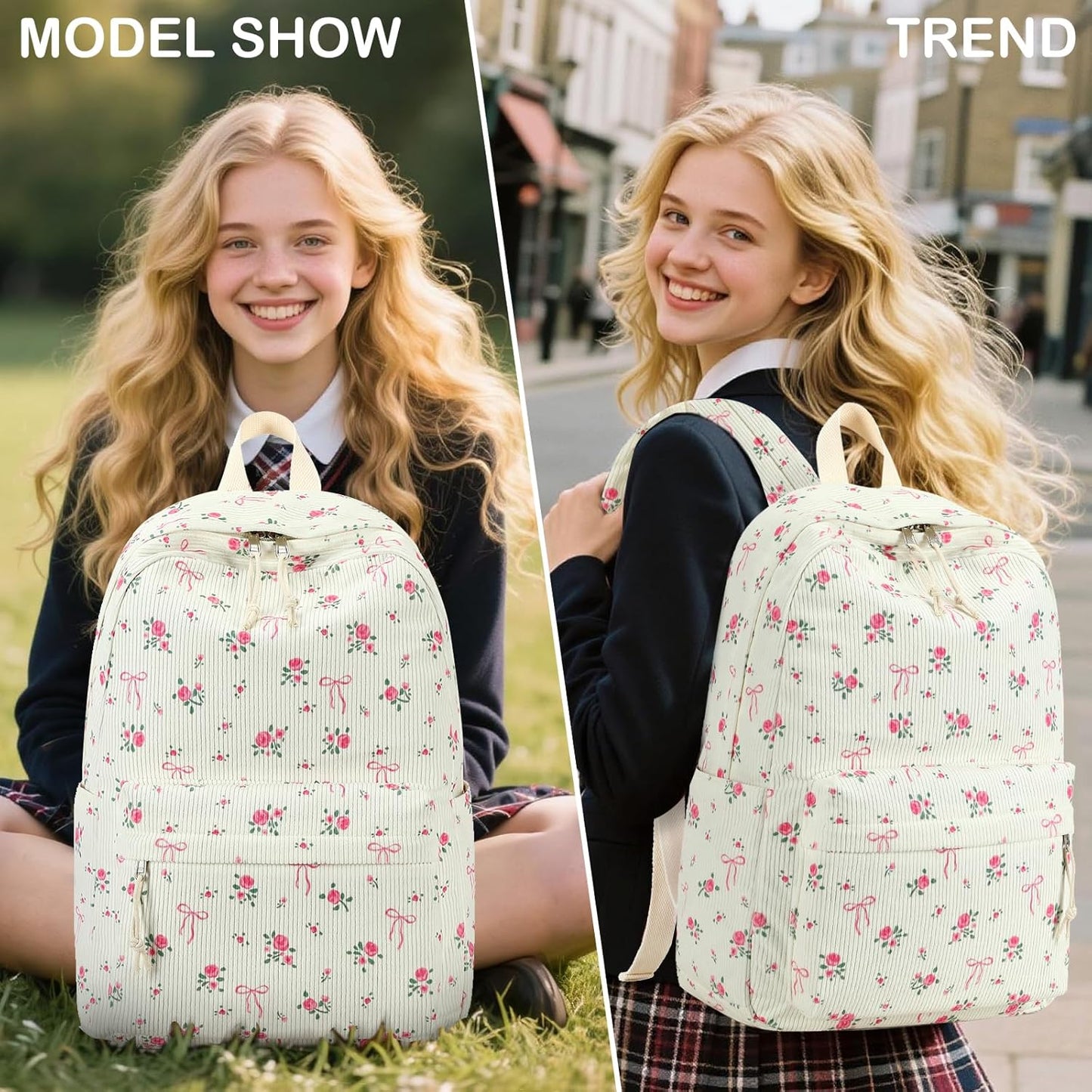 LEDAOU School Backpack Teen Girls Lightweight Bookbag Elementary Middle School Backpacks College Laptop Bag Travel Daypack