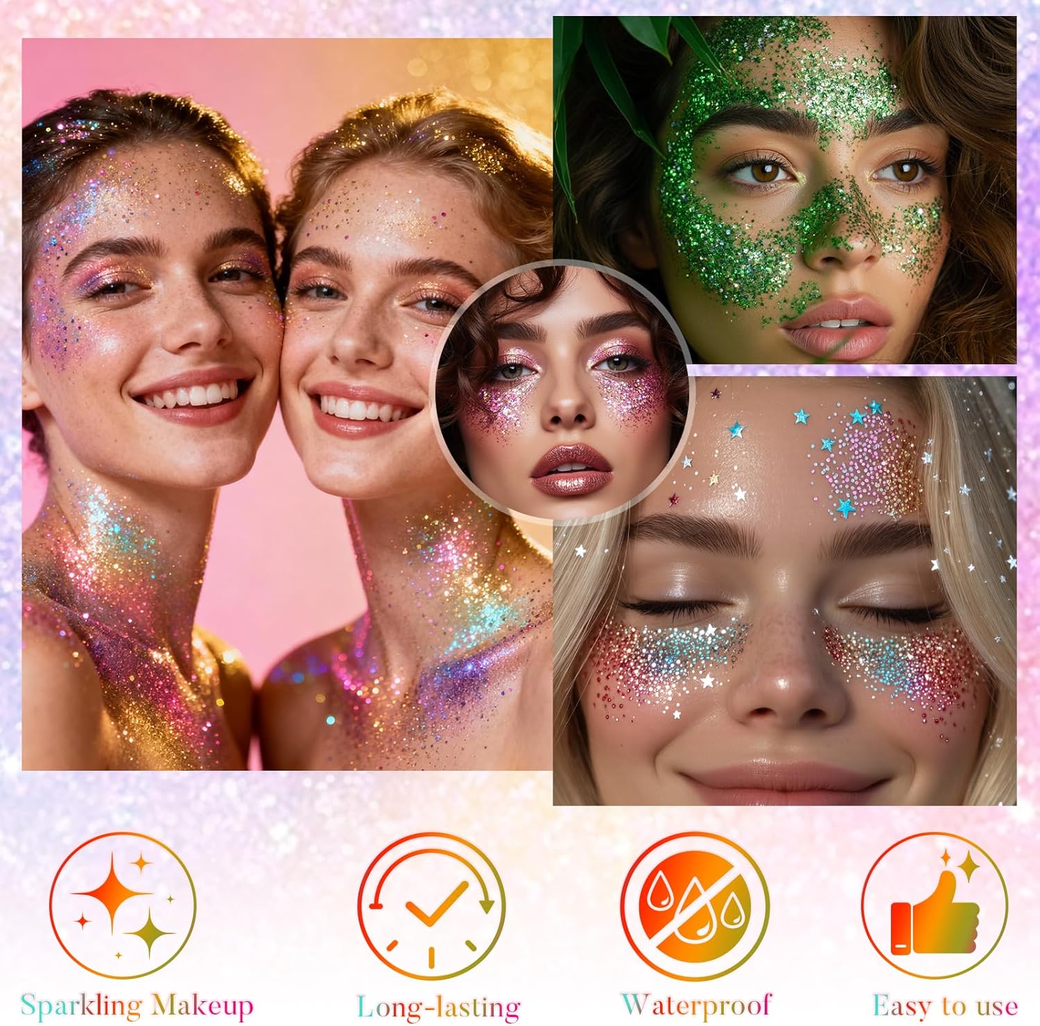 Mermaid Face and Body Glitter Stick for Sparkling Makeup, Hair Glitter Accessories for Women