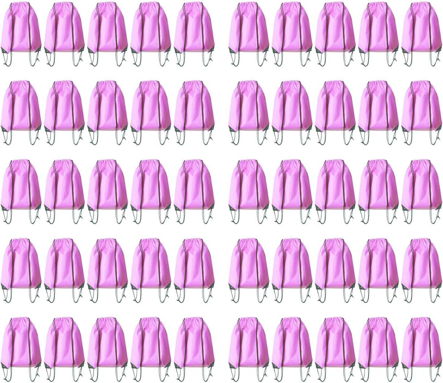 Drawstring Backpack Bulk 50 Packs Draw String Bags for Gym Sports Trip Pedestrianism ride Cinch Sack DIY for Women Men (pink)