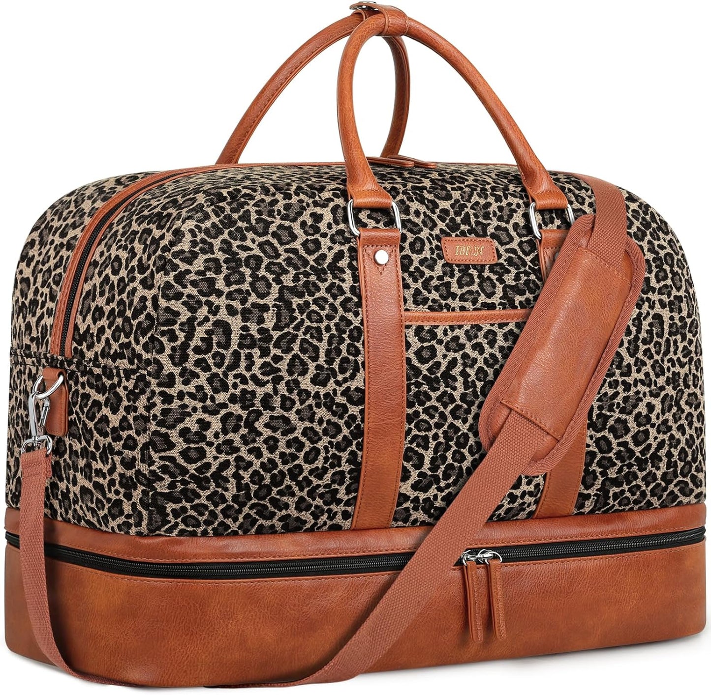 Weekender Bag for Women, Large Overnight Bag Canvas Travel Duffel Bag Carry On Tote with Shoe Compartment 21" 3Pcs Set