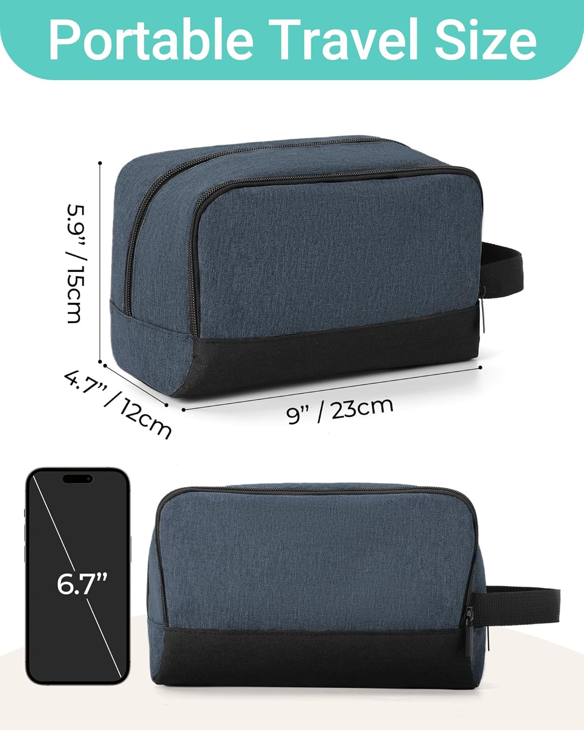 Elviros Travel Toiletry Bag for Men Hanging Dopp Kit Shaving Bag Toiletries Organizer Small Tool Medicine Hygiene Bag for Traveling Pouch (Navy Blue)