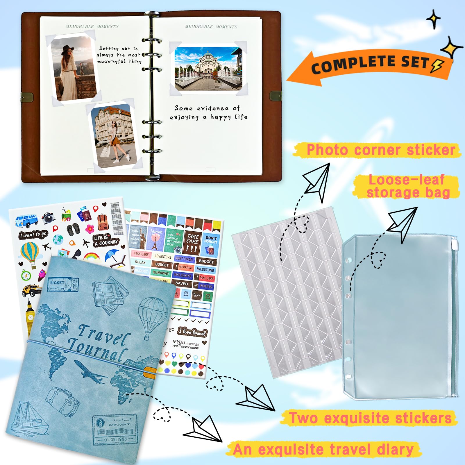 Tolivip Travel Journal for Women Men and Couples, Leather Travel Notebook with Prompts, Travel
