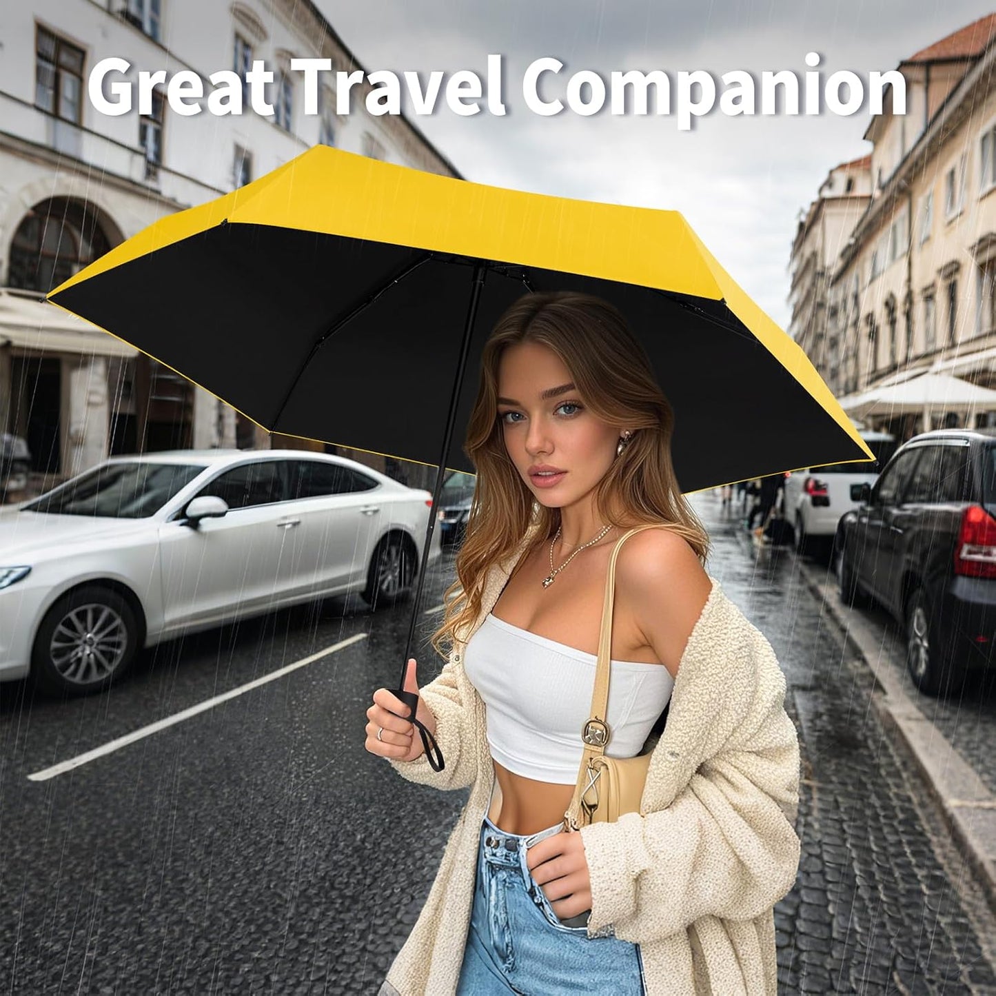 Yoobure Small Mini Umbrella with Case Light Compact Design Perfect for Travel Lightweight Portable Parasol Outdoor Sun&Rain Umbrellas