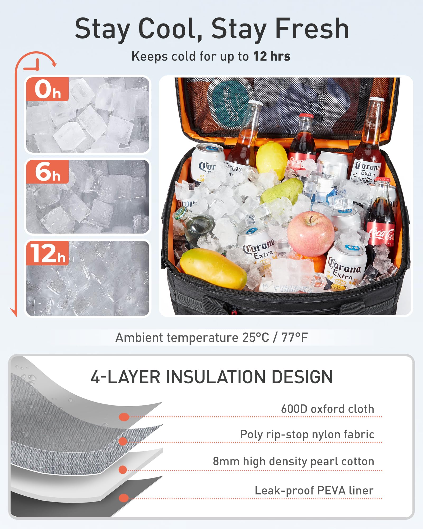 TOURIT Soft Sided Cooler Bag 30/48/60Can, Collapsible & Leakproof Ice Chest