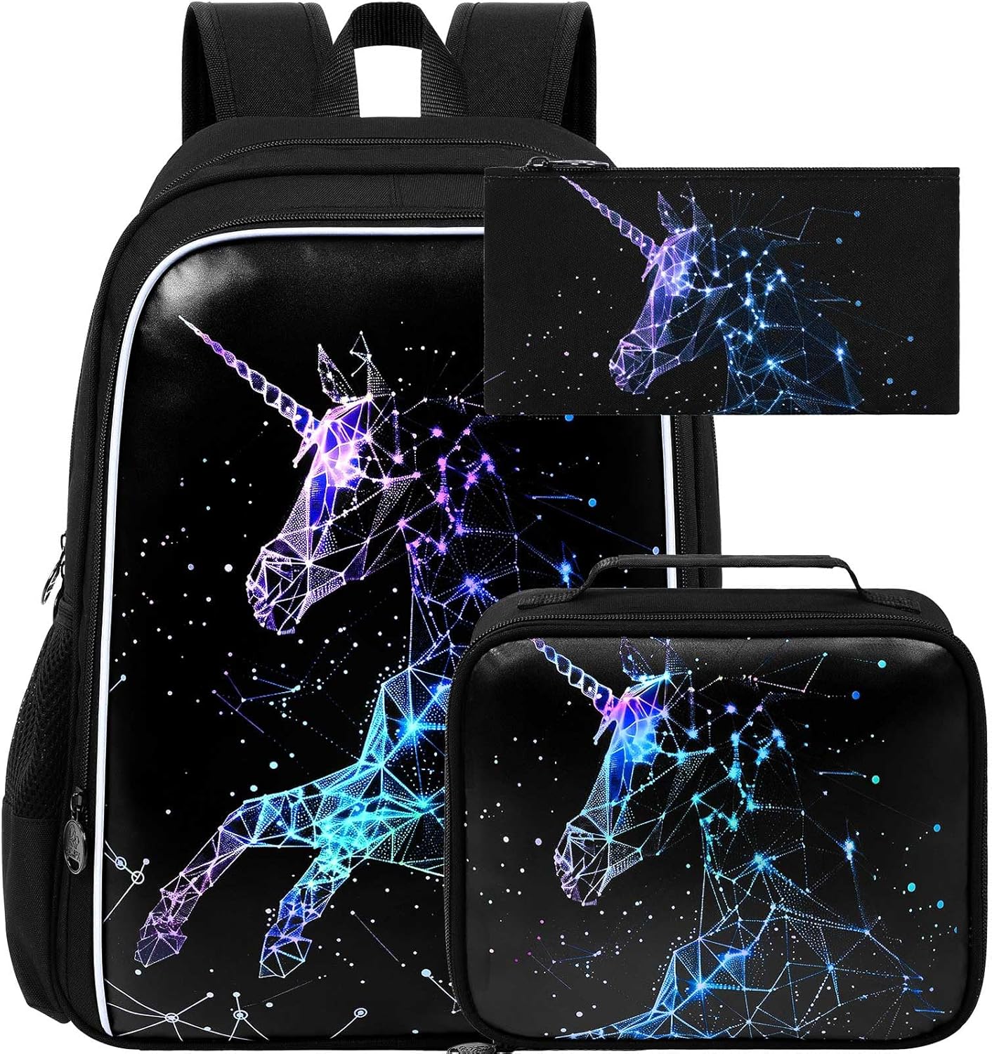 UFNDC 3PCS Backpack for Girls with Lunch Box,16”Kids Sequin Bookbag with Lunch Box, School Bag for Elementary Toddler