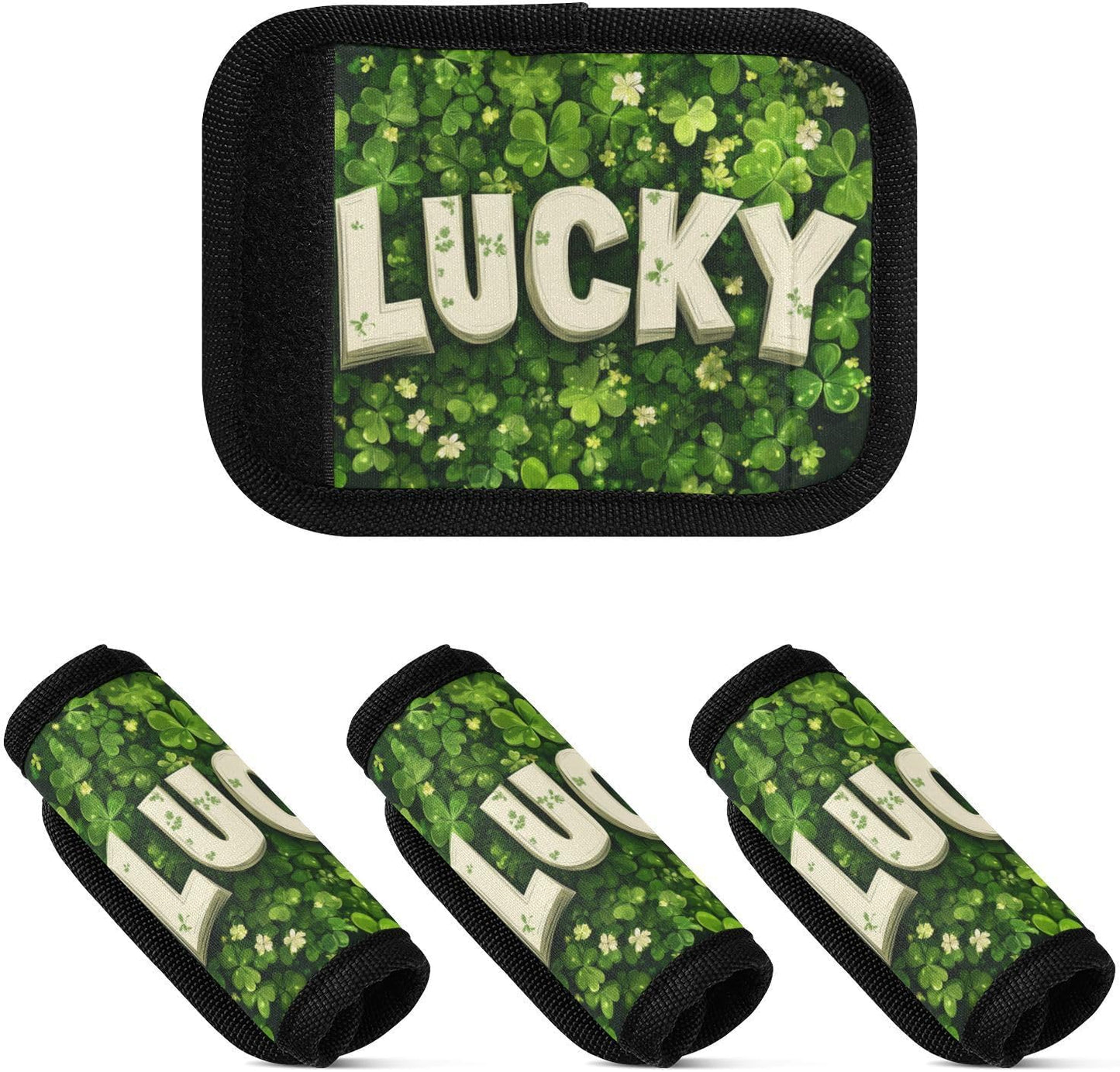St. Patrick's Day Clovers Lucky Green 2 Pack Luggage Handle Wraps Covers for Suitcase Identifiers