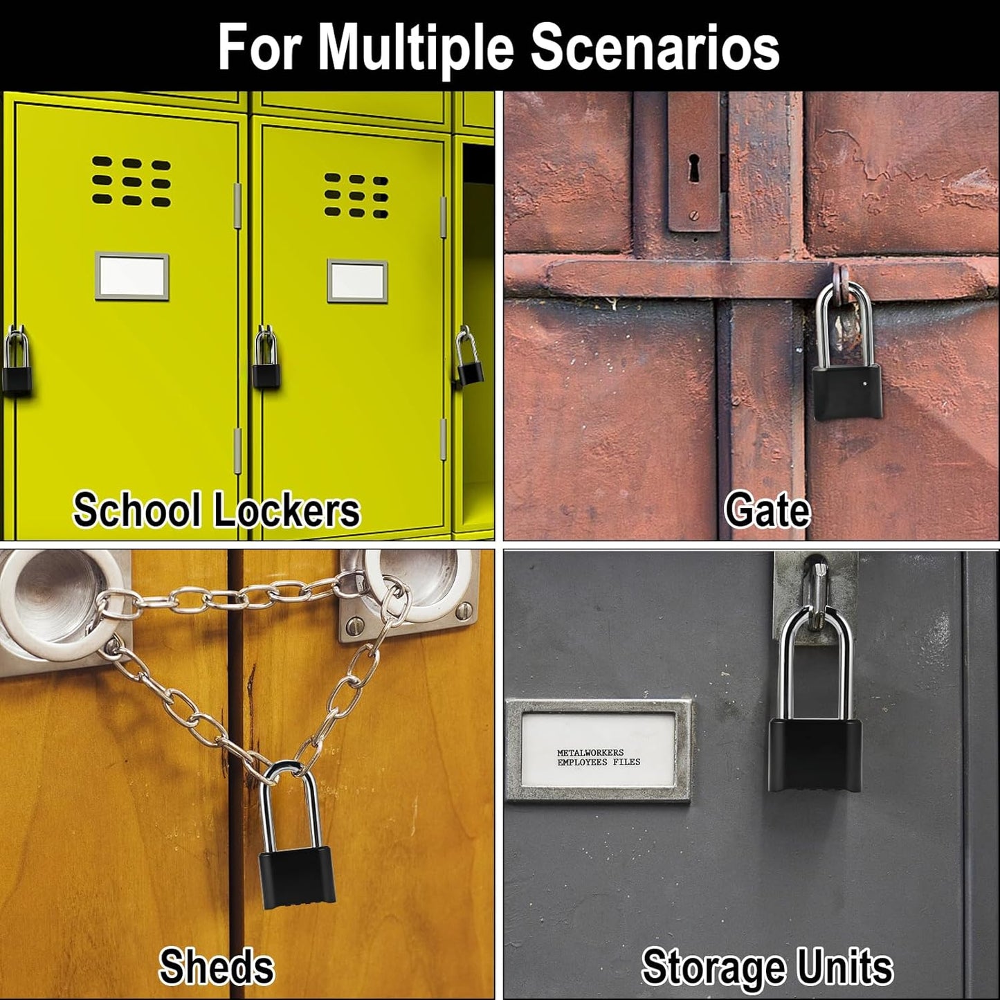 2pcs Combination Lock, 4-Digit Heavy Duty Combo Lock, Combination Padlock Outdoor Waterproof Gate Locks for Outdoor Fence, Locker, Sheds, Gym, Gate Hasps (2pcs, Long Shackle)