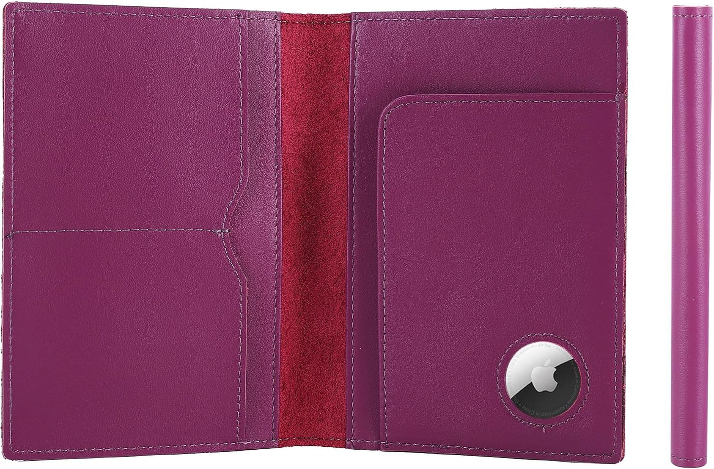 STAR VISTA Albatross Leather Travel Passport Holder, Minimalist Design, Calfskin Leather Case for Women and Men - Slim Passport Wallet, Bifold, RFID Blocking, with AirTag Holder, Violet
