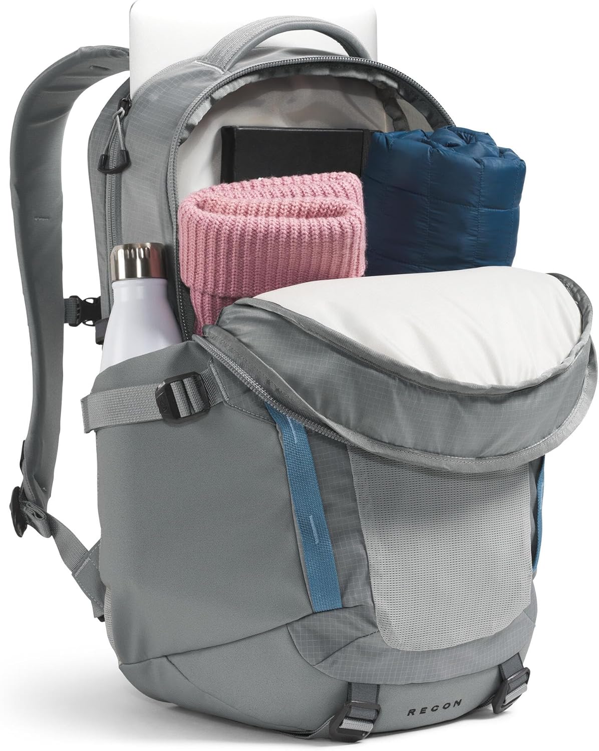 The North Face Recon Everyday Laptop Backpack | Daypack with Water Repellent Finish, 16" Laptop Sleeve, 2 Water Bottle Pockets, Concrete, One Size