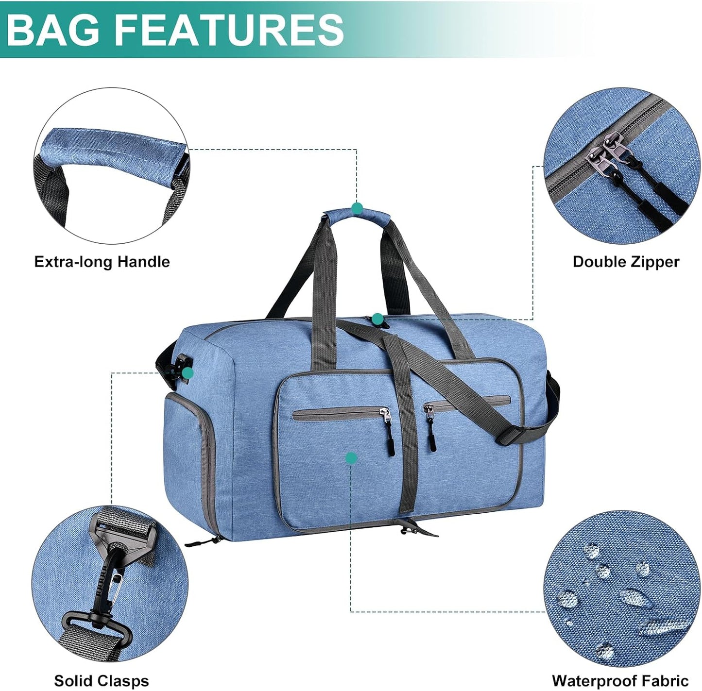 Dimayar 115L Travel Duffle Bag for Men Women - Foldable Duffel Bag with Shoes Compartment - Overnight Bags Waterproof & Tear Resistant(Blue)