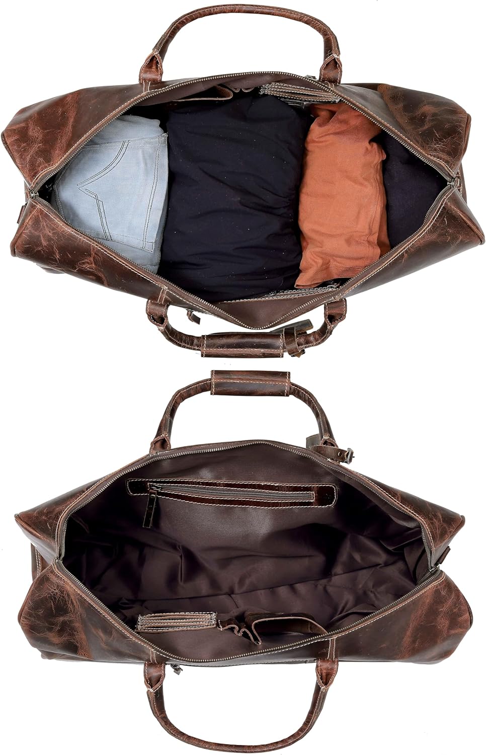 Leather 24 Inch Duffle Bag for Men and Women Large Carry On Luggage Weekender Travel Overnight Gym Sports Bag for Airplanes