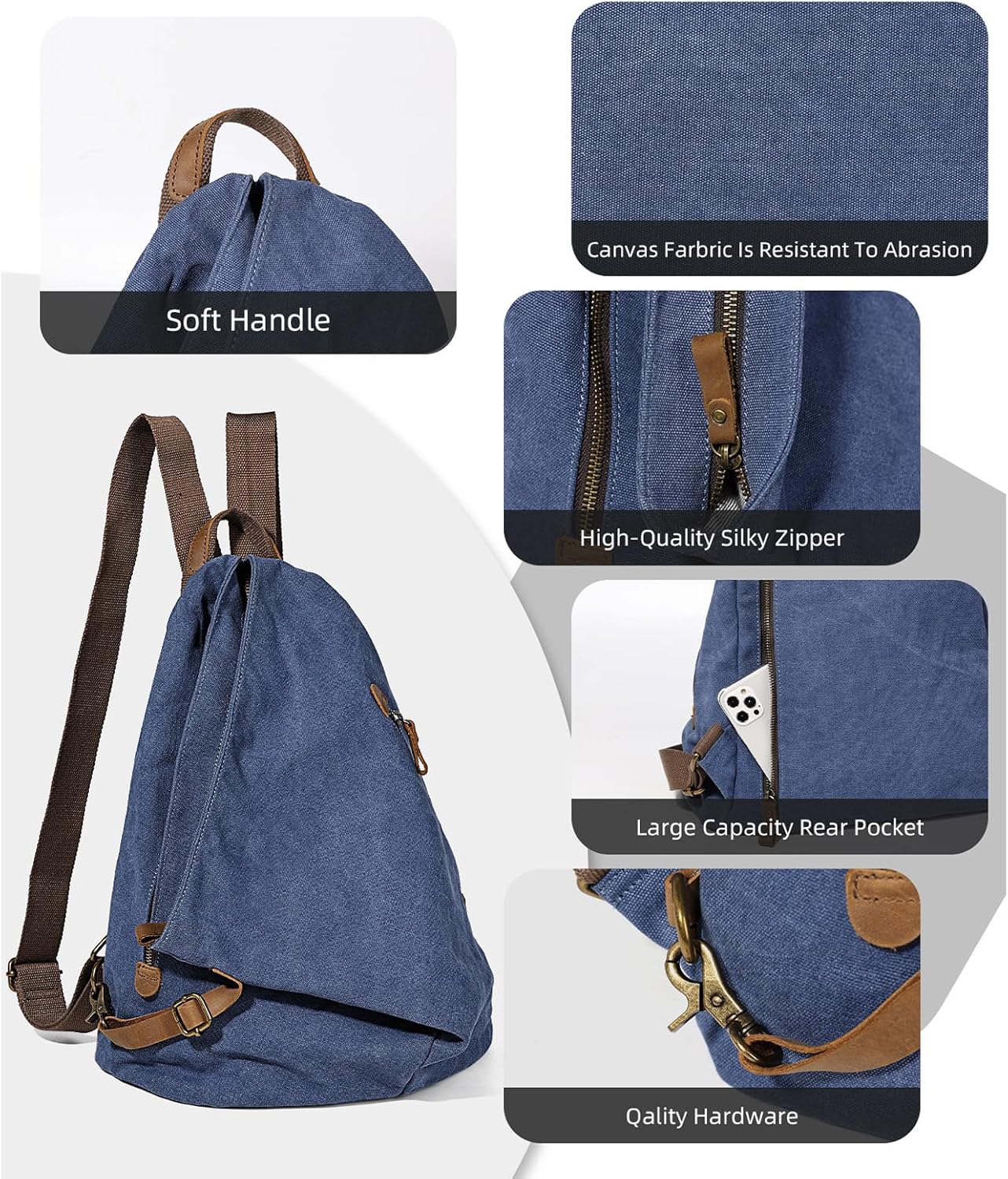 KL928 Canvas Vintage Backpack – Large Casual Daypack Outdoor Travel Rucksack Hiking Backpacks for