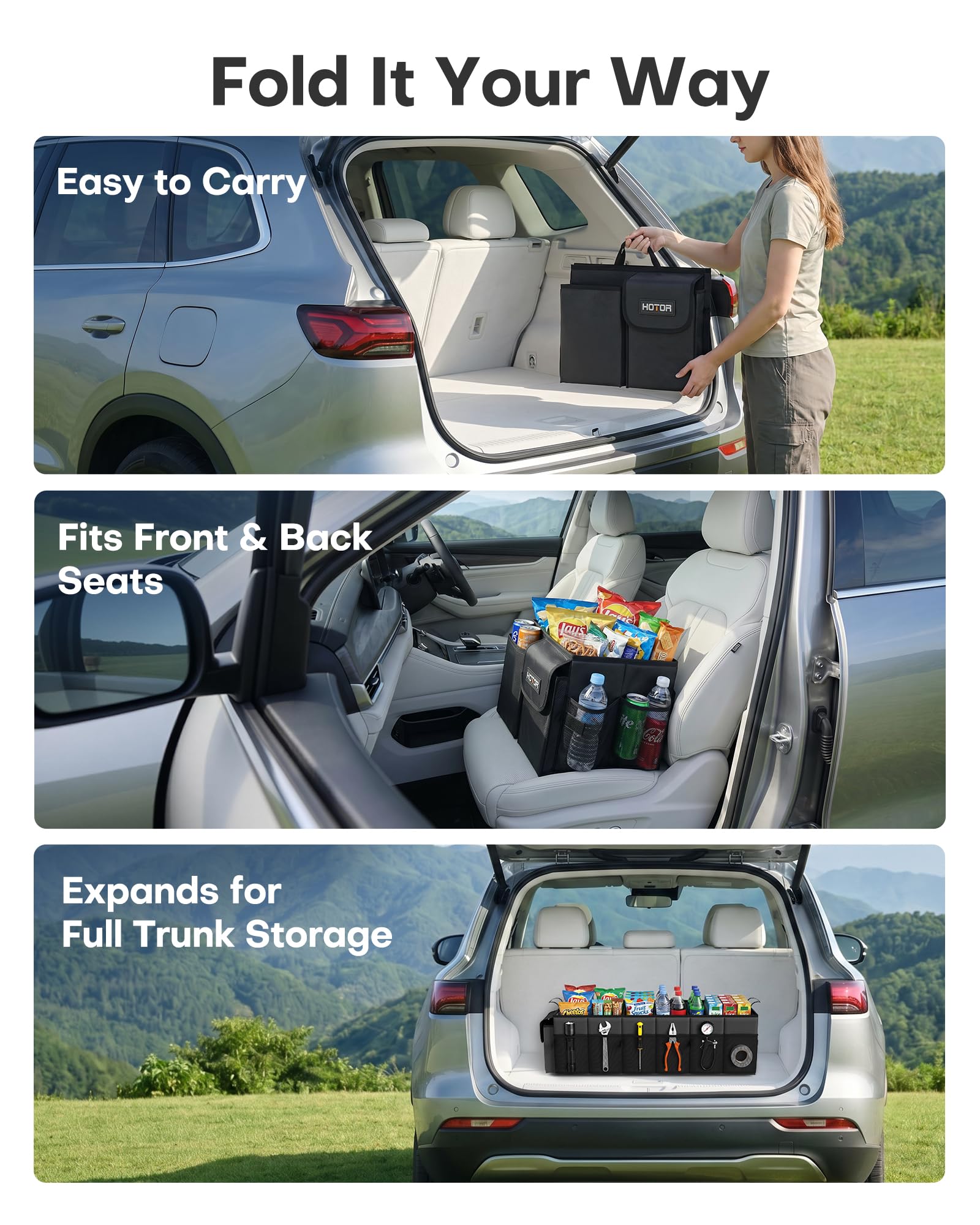 HOTOR Trunk Organizer, Sturdy Foldable with Cooler for Car, Sudan & SUV