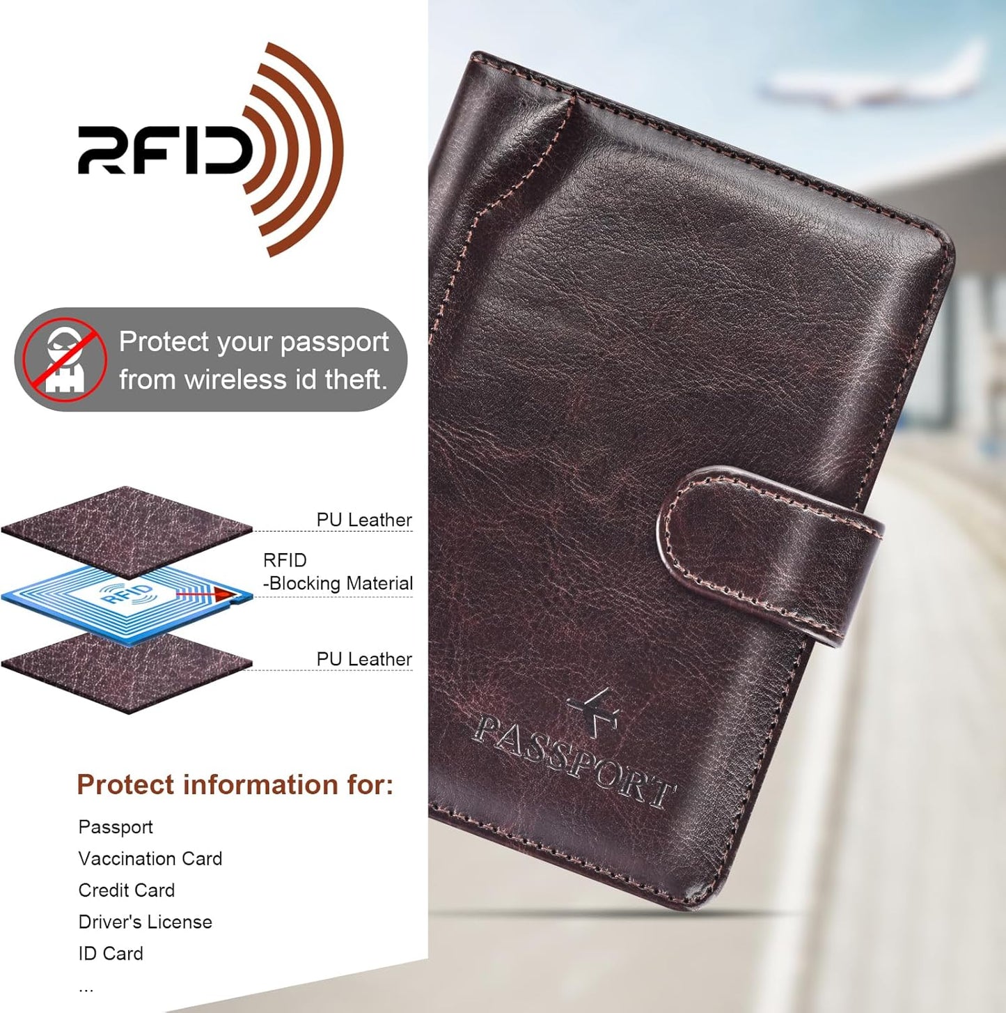 Herain Passport Holder for Travel Cruise Essentials, Passport Cover Wallet Case Women Men, RFID Passports Book Holders Travels Gifts Must Haves Accessories
