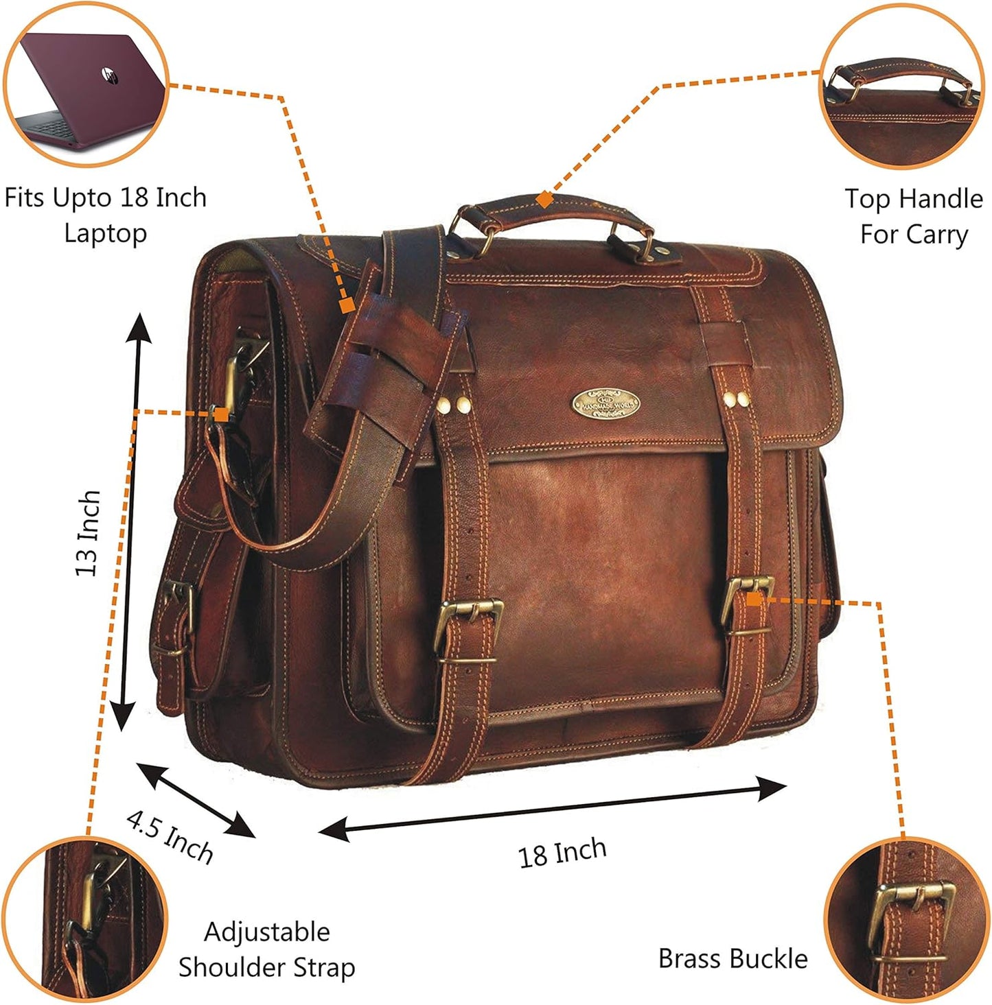 Leather Messenger Bag For Men, Vintage Handmade Laptop Briefcase and Shoulder Bag for Men, Business Satchel Office Bag